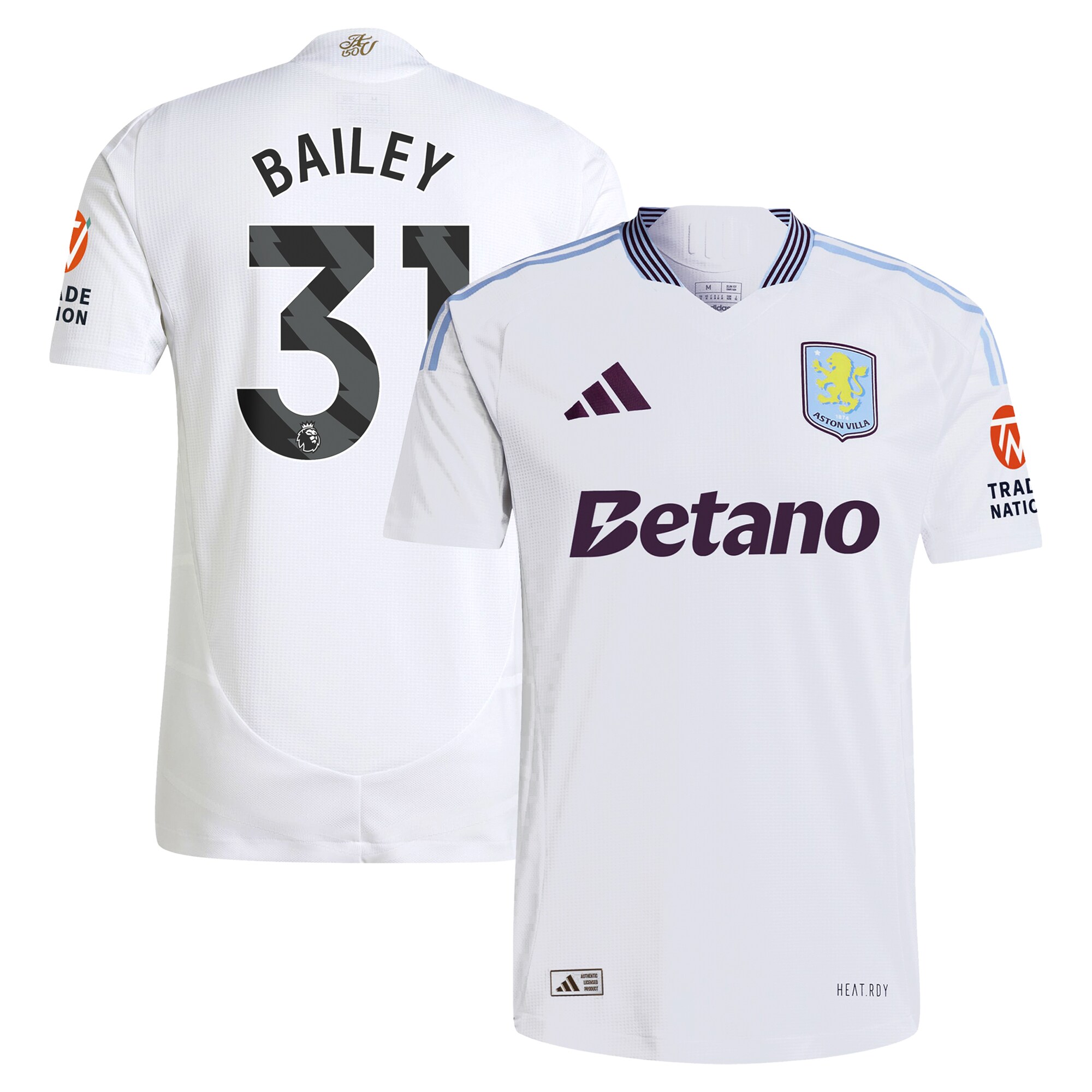 aston villa adidas away authentic shirt 2024-25 with bailey 31 printing Collection - Aston Villa Fan Shop Official Gear