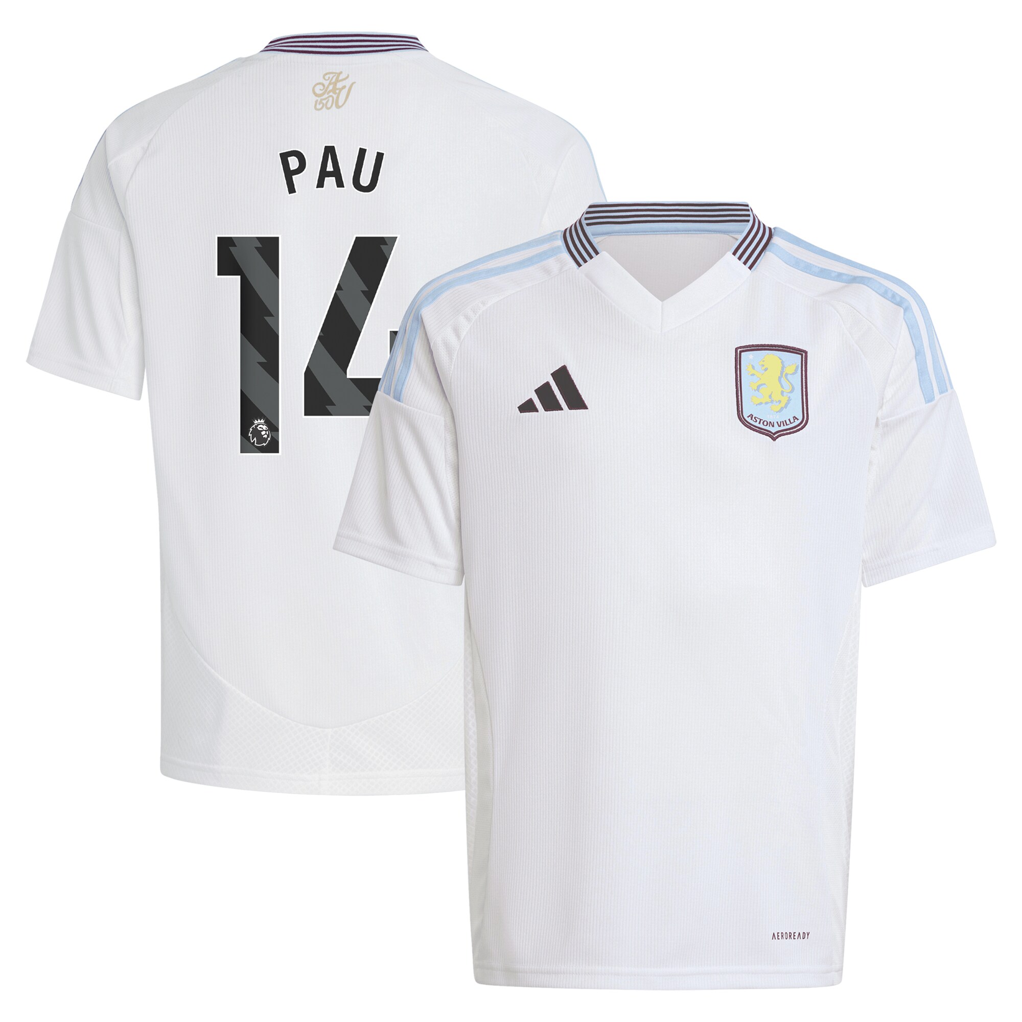 aston villa adidas away shirt 2024-25 – kids with pau 14 printing Collection - Aston Villa Fan Shop Official Gear