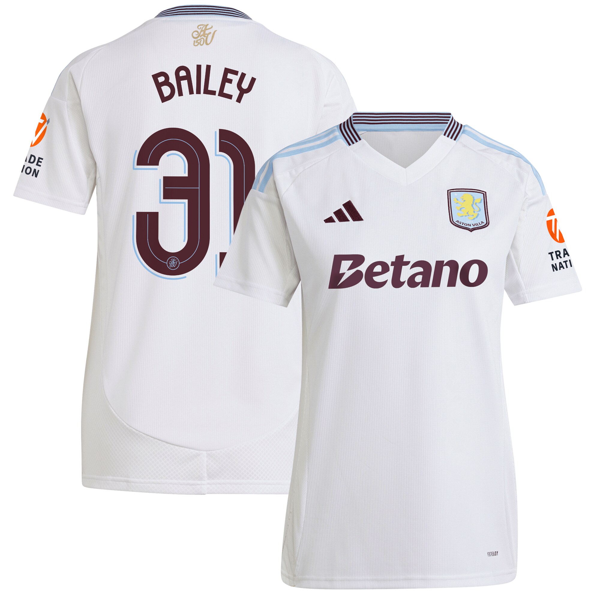 aston villa adidas away shirt 2024-25 – womens with bailey 31 cup printing Collection - Aston Villa Fan Shop Official Gear