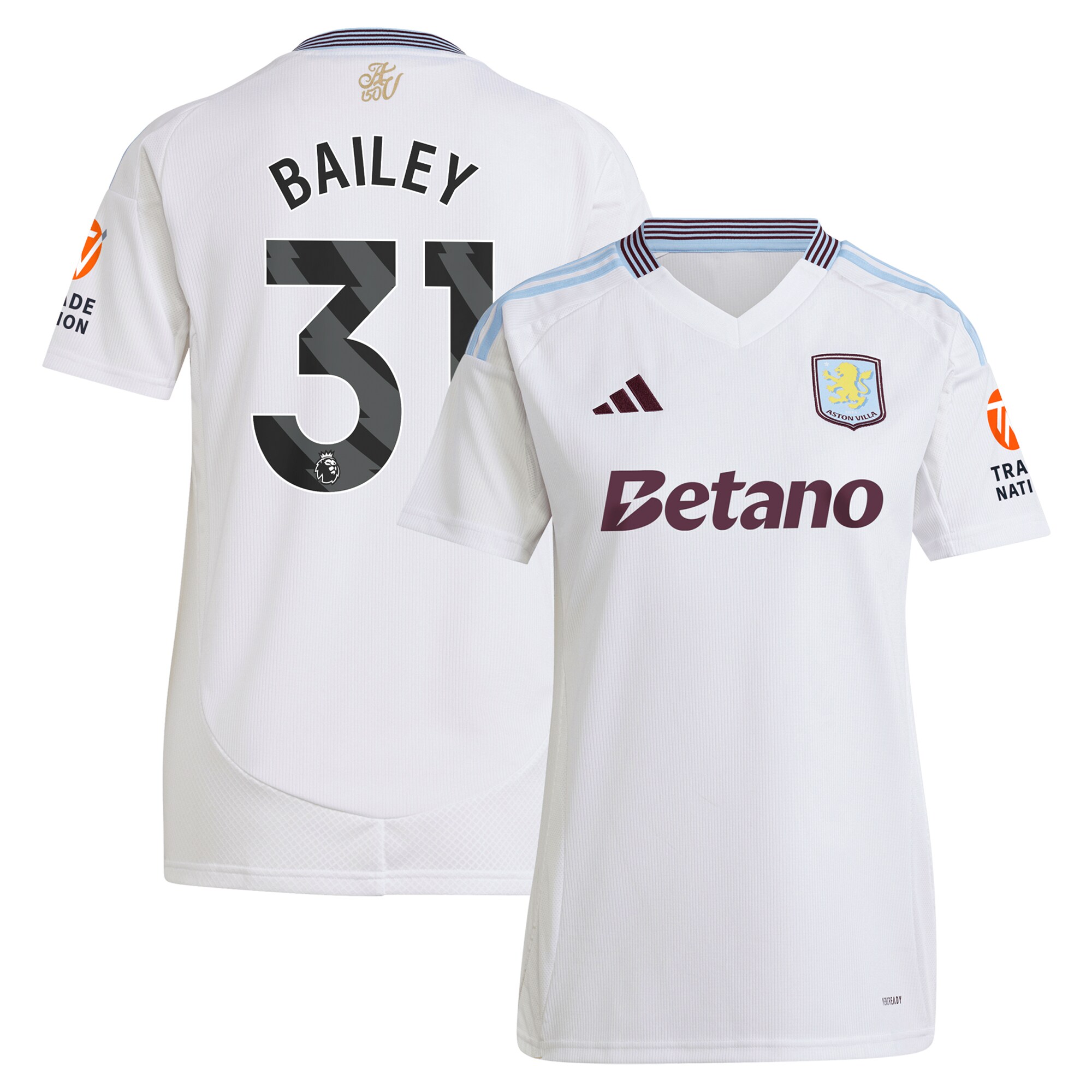 aston villa adidas away shirt 2024-25 – womens with bailey 31 printing Collection - Aston Villa Fan Shop Official Gear