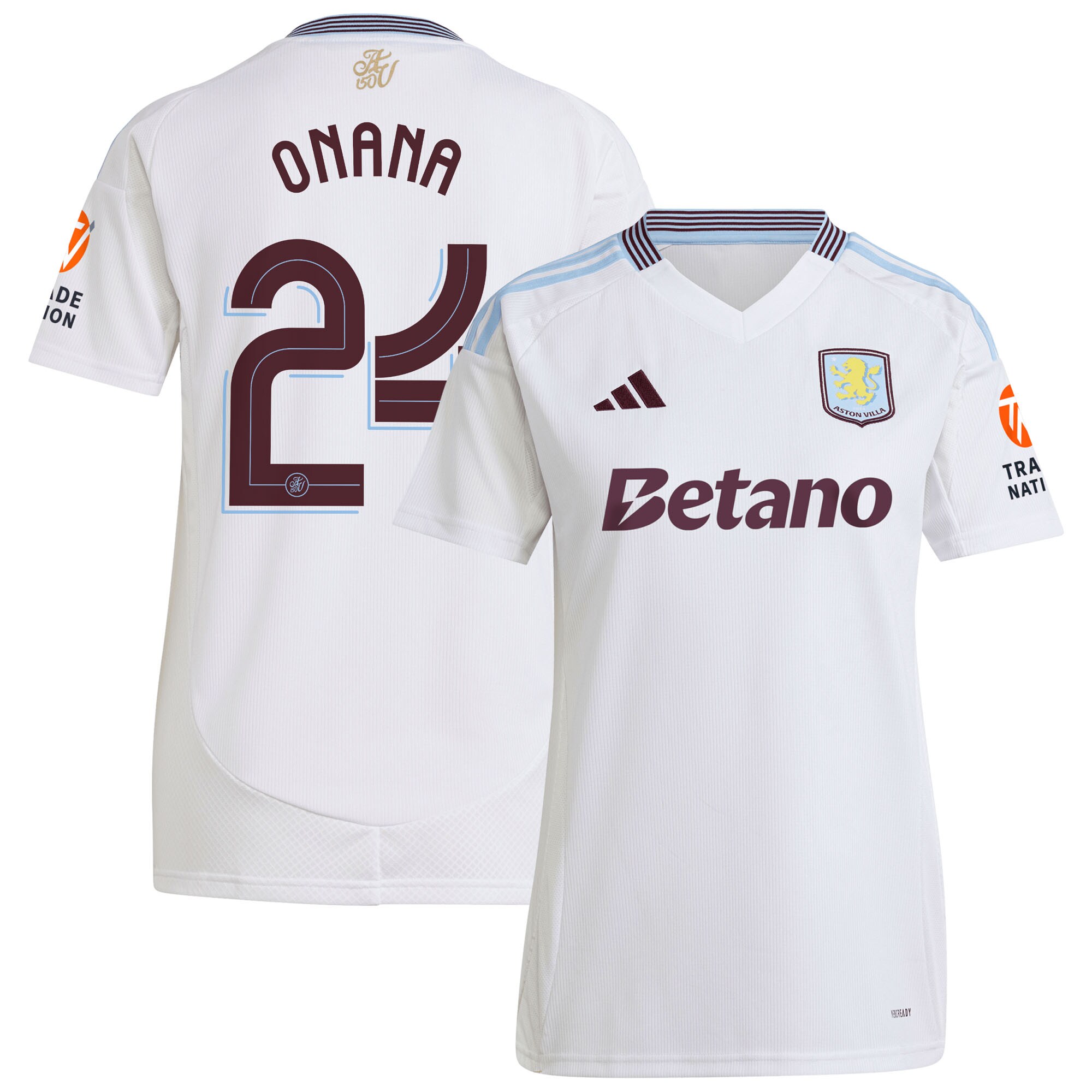 aston villa adidas away shirt 2024-25 – womens with onana 24 cup printing Collection - Aston Villa Fan Shop Official Gear