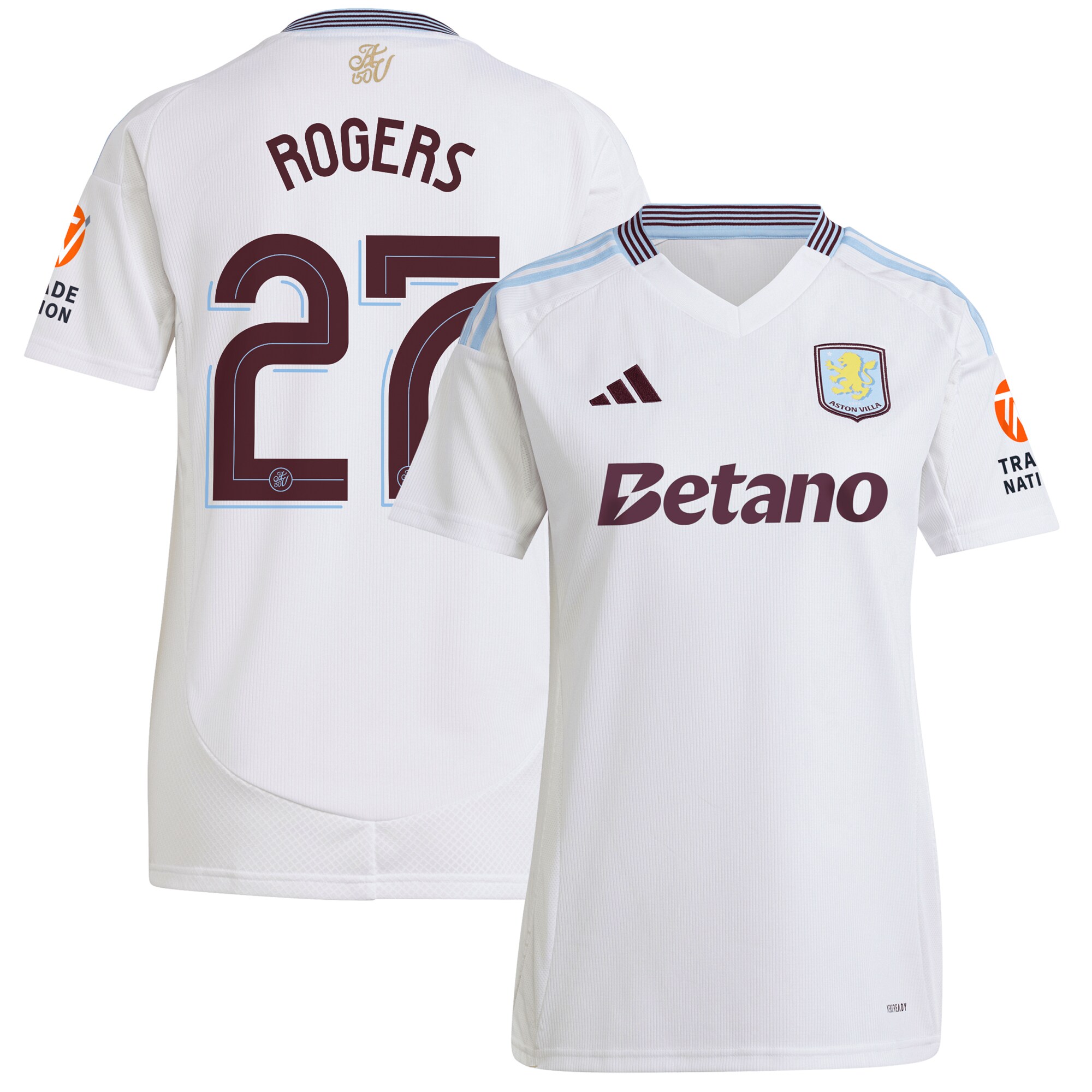aston villa adidas away shirt 2024-25 – womens with rogers 27 cup printing Collection - Aston Villa Fan Shop Official Gear