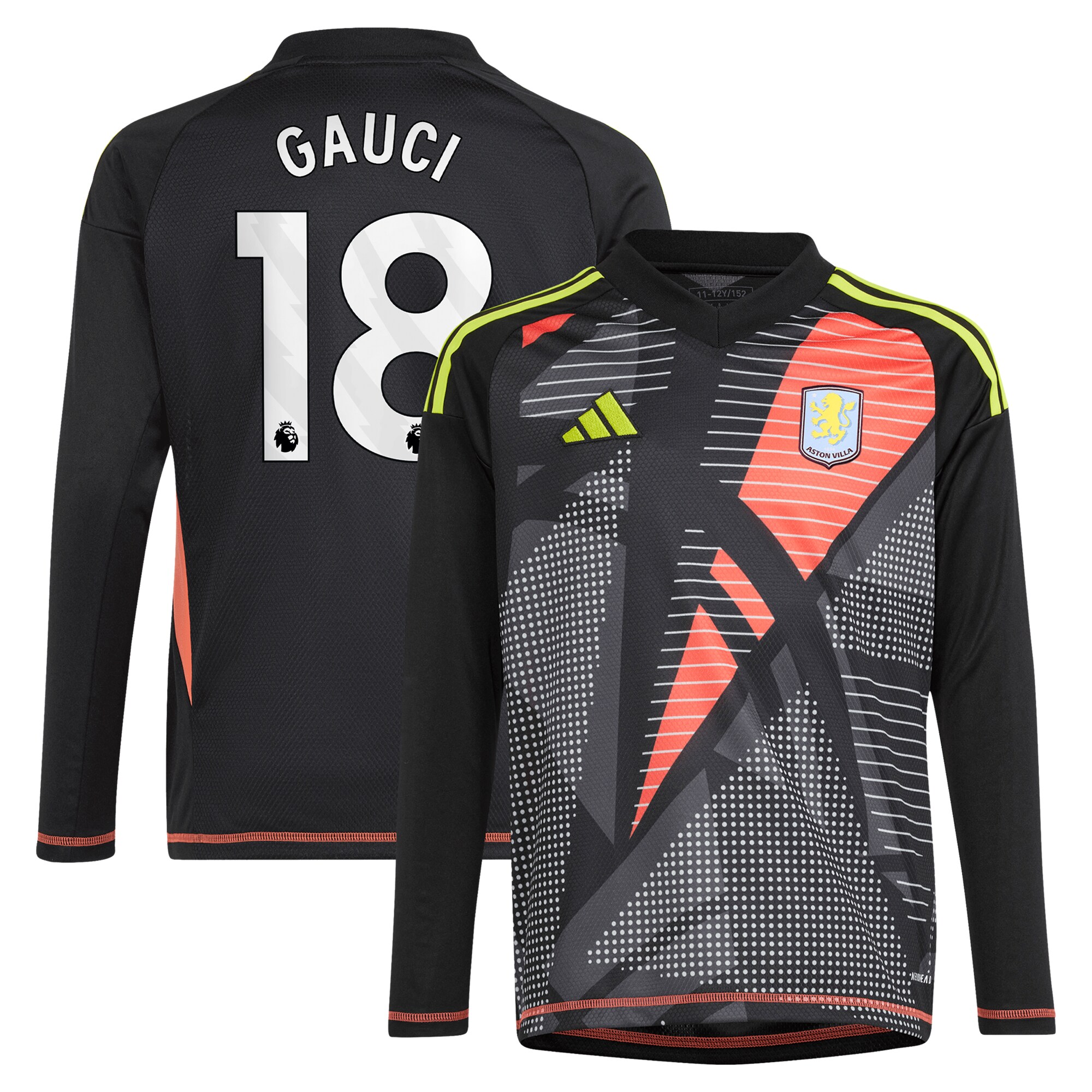 aston villa adidas goalkeeper shirt 2024-25 – long sleeve – kids with gauci 18 printing – 202029323 Collection - Aston Villa Fan Shop Official Gear