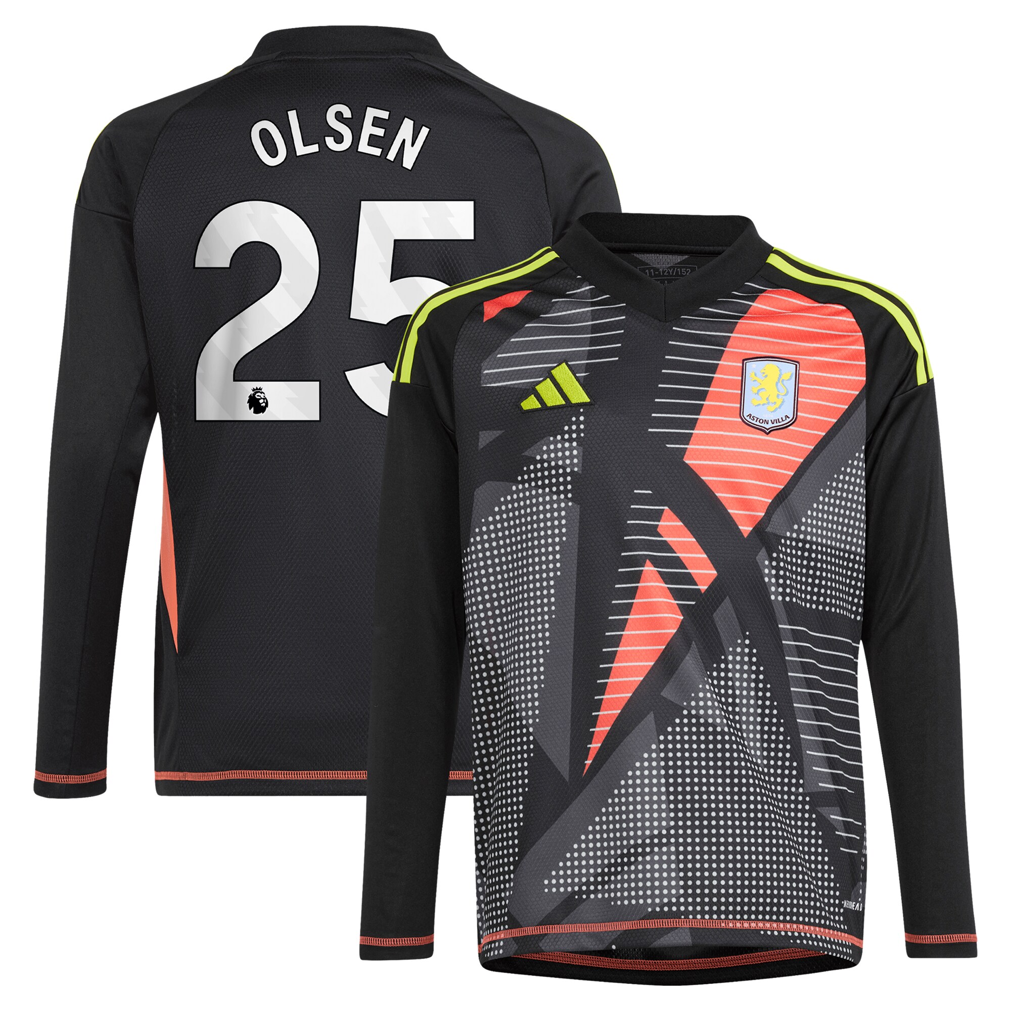 aston villa adidas goalkeeper shirt 2024-25 – long sleeve – kids with olsen 25 printing – 202029322 Collection - Aston Villa Fan Shop Official Gear