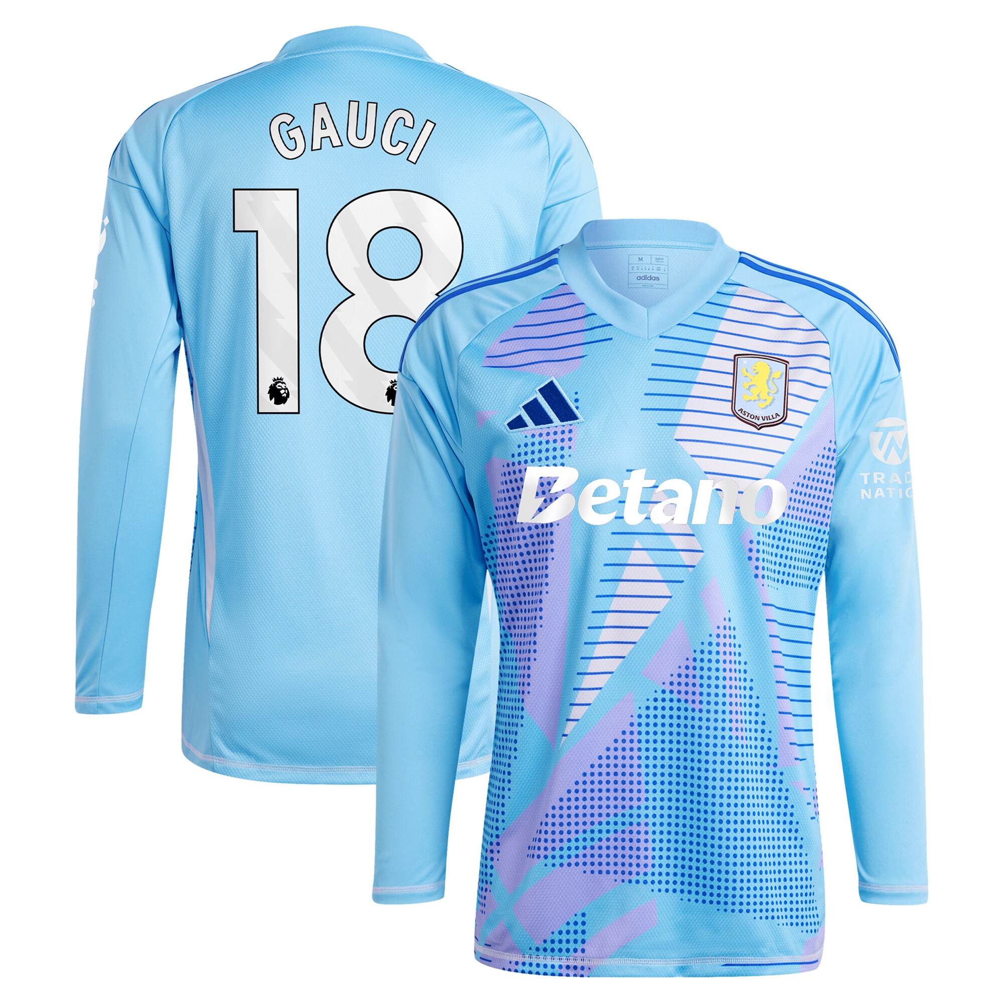 aston villa adidas goalkeeper shirt 2024-25 – long sleeve with gauci 18 printing – 202030982 Collection - Aston Villa Fan Shop Official Gear