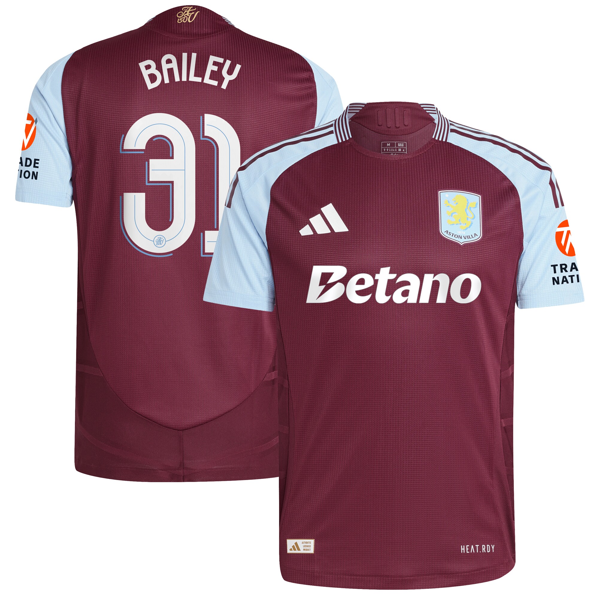 aston villa adidas home authentic shirt 2024-25 with bailey 31 cup printing Collection - Aston Villa Fan Shop Official Gear