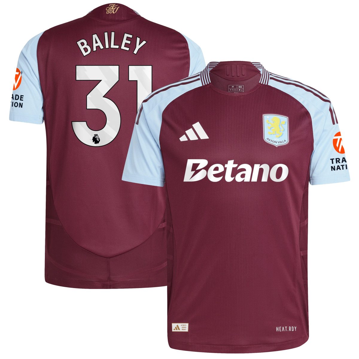 aston villa adidas home authentic shirt 2024-25 with bailey 31 printing Collection - Aston Villa Fan Shop Official Gear