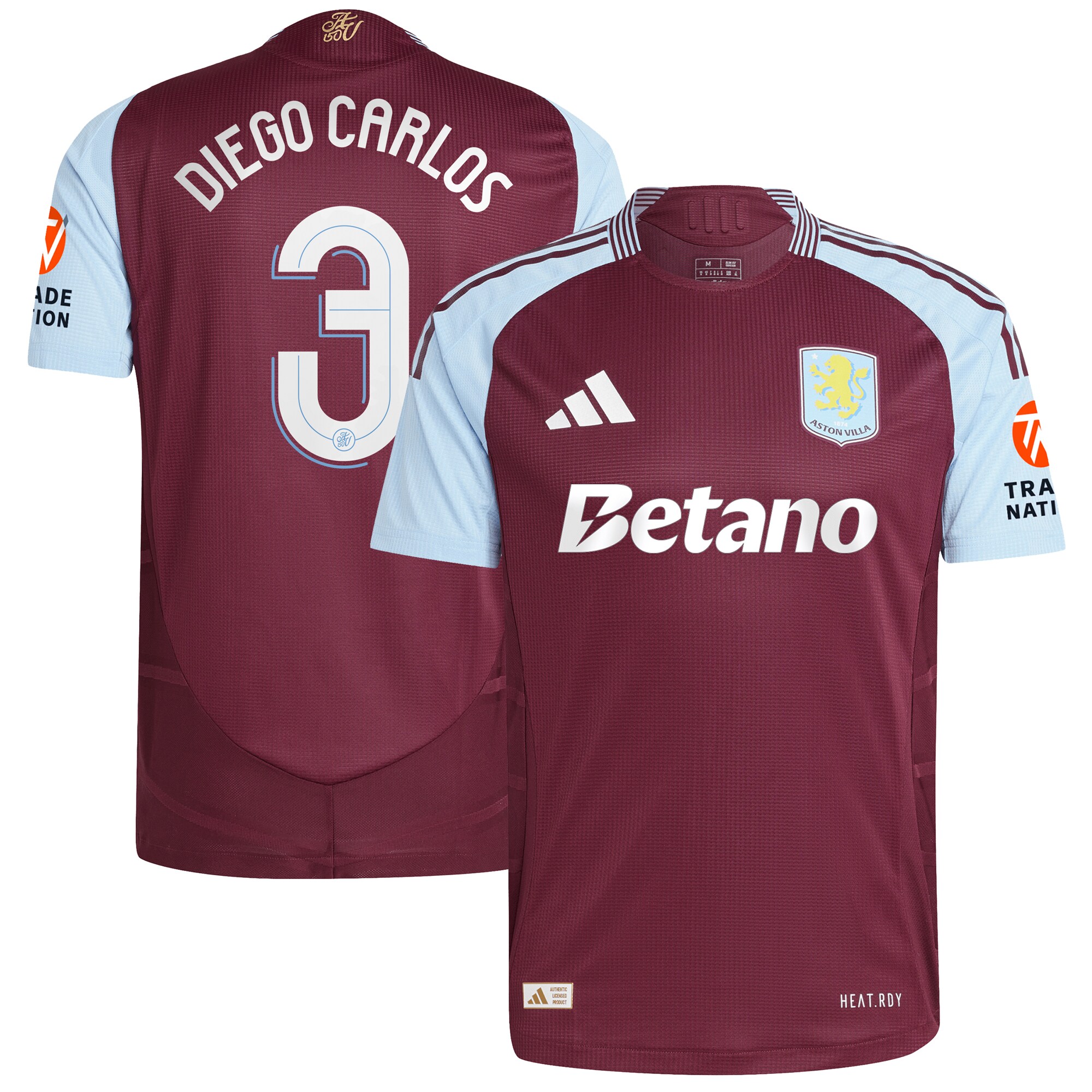 aston villa adidas home authentic shirt 2024-25 with diego carlos 3 cup printing Collection - Aston Villa Fan Shop Official Gear