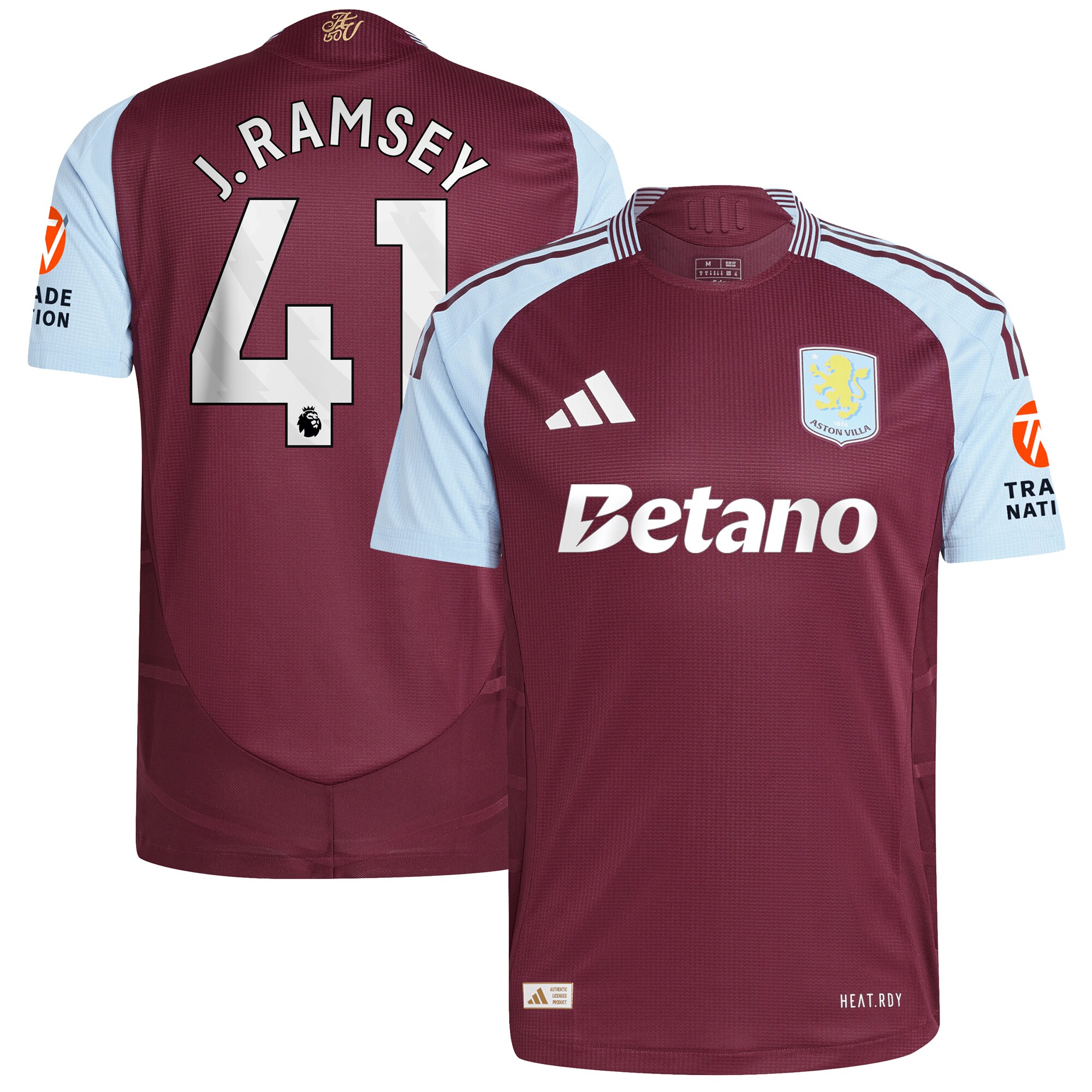 aston villa adidas home authentic shirt 2024-25 with j. ramsey 41 printing Collection - Aston Villa Fan Shop Official Gear