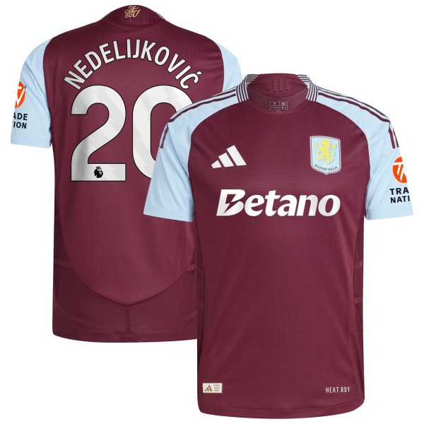 aston villa adidas home authentic shirt 2024-25 with nedeljković 20 printing Collection - Aston Villa Fan Shop Official Gear