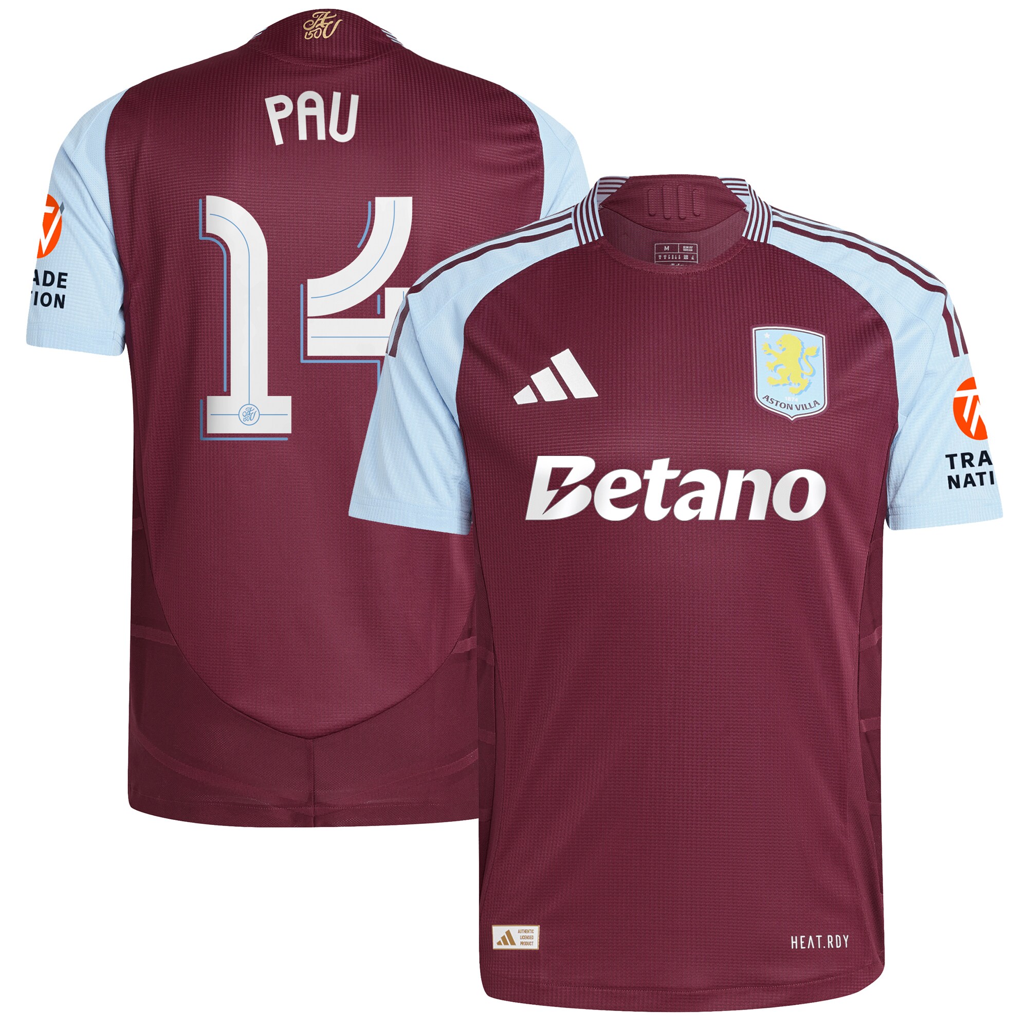 aston villa adidas home authentic shirt 2024-25 with pau 14 cup printing Collection - Aston Villa Fan Shop Official Gear