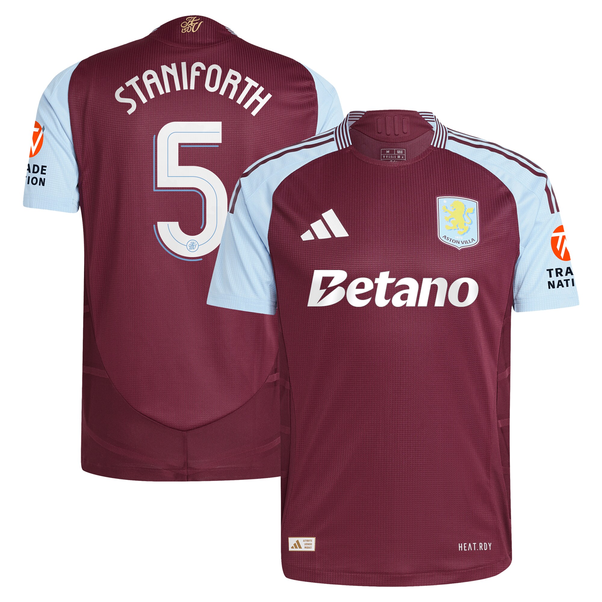 aston villa adidas home authentic shirt 2024-25 with staniforth 5 cup printing Collection - Aston Villa Fan Shop Official Gear