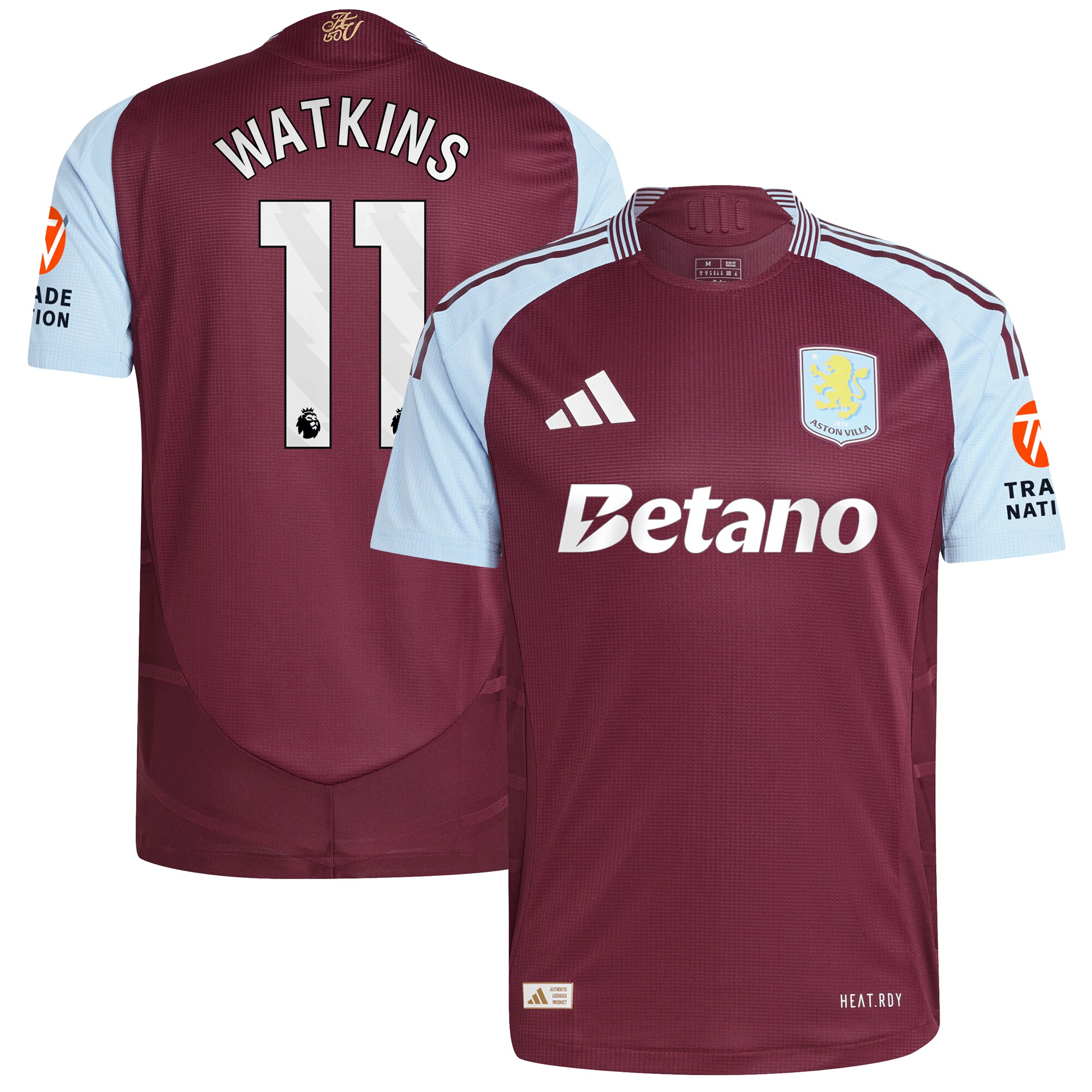 aston villa adidas home authentic shirt 2024-25 with watkins 11 printing Collection - Aston Villa Fan Shop Official Gear