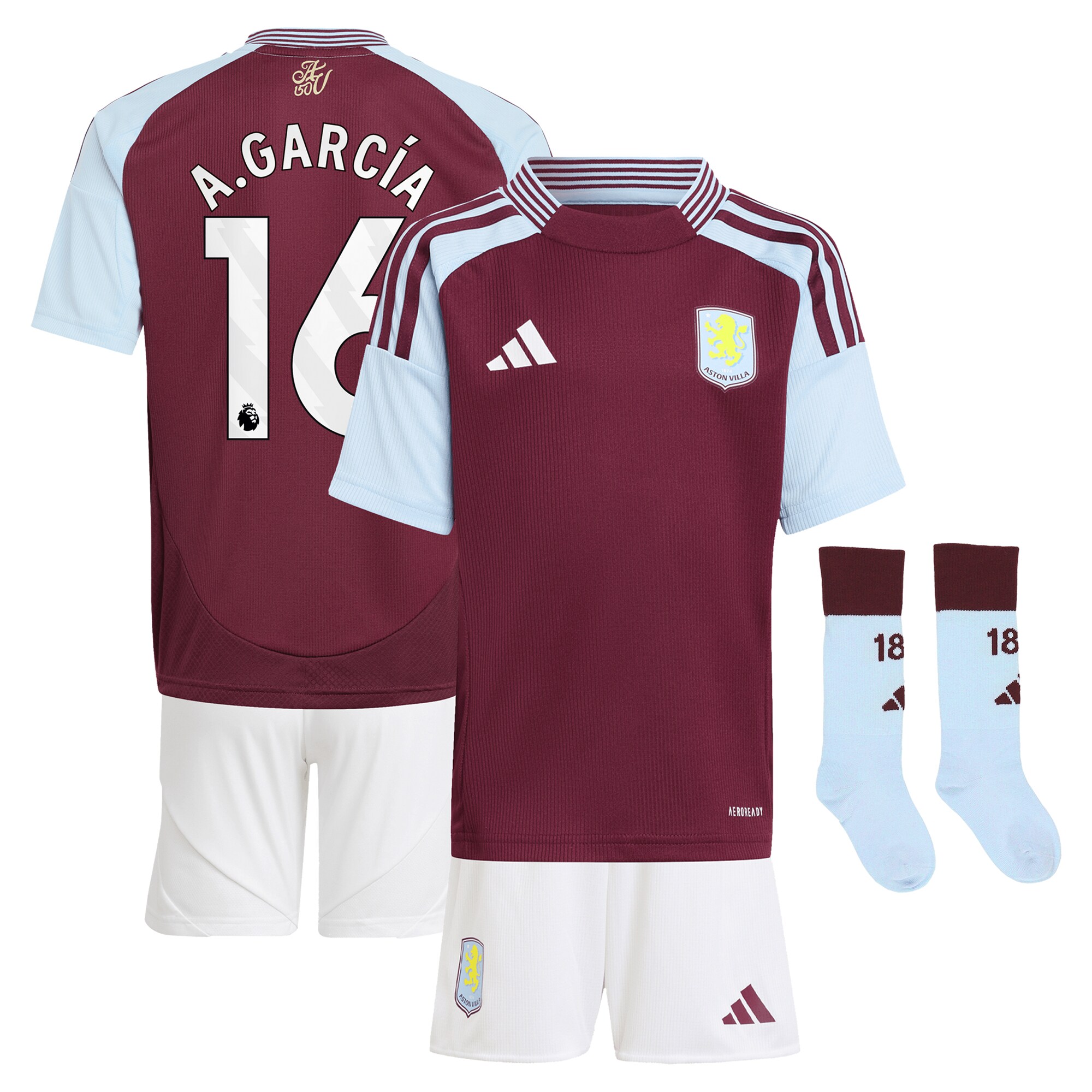 aston villa adidas home mini kit 2024-25 with a.garcía 16 printing Collection - Aston Villa Fan Shop Official Gear