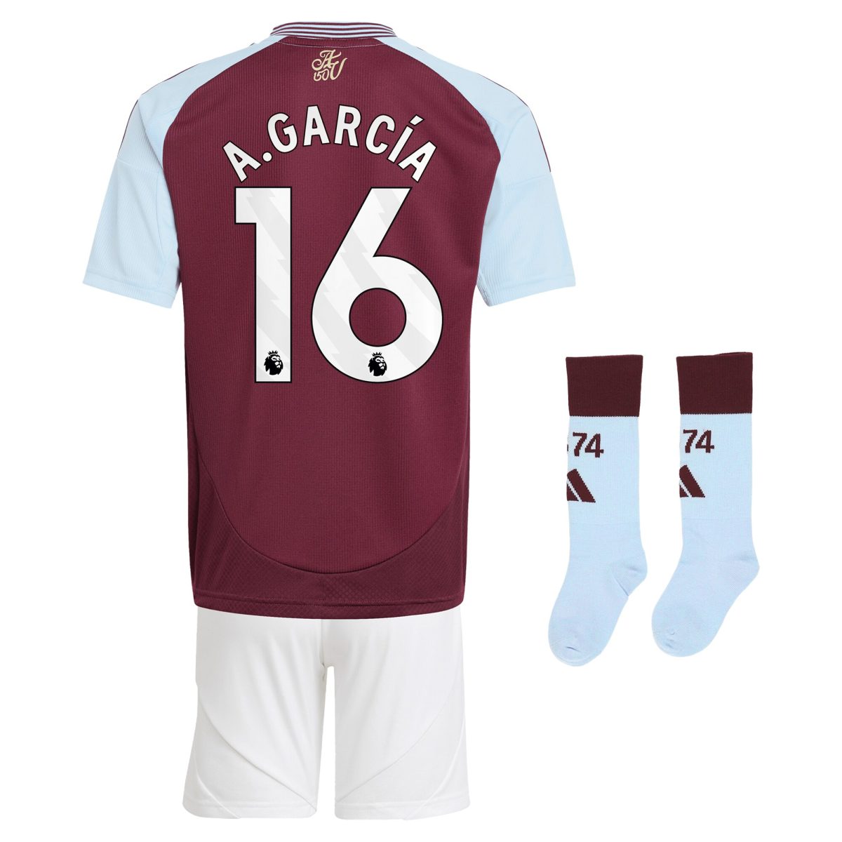 aston villa adidas home mini kit 2024-25 with a.garcía 16 printing Collection - Aston Villa Fan Shop Official Gear