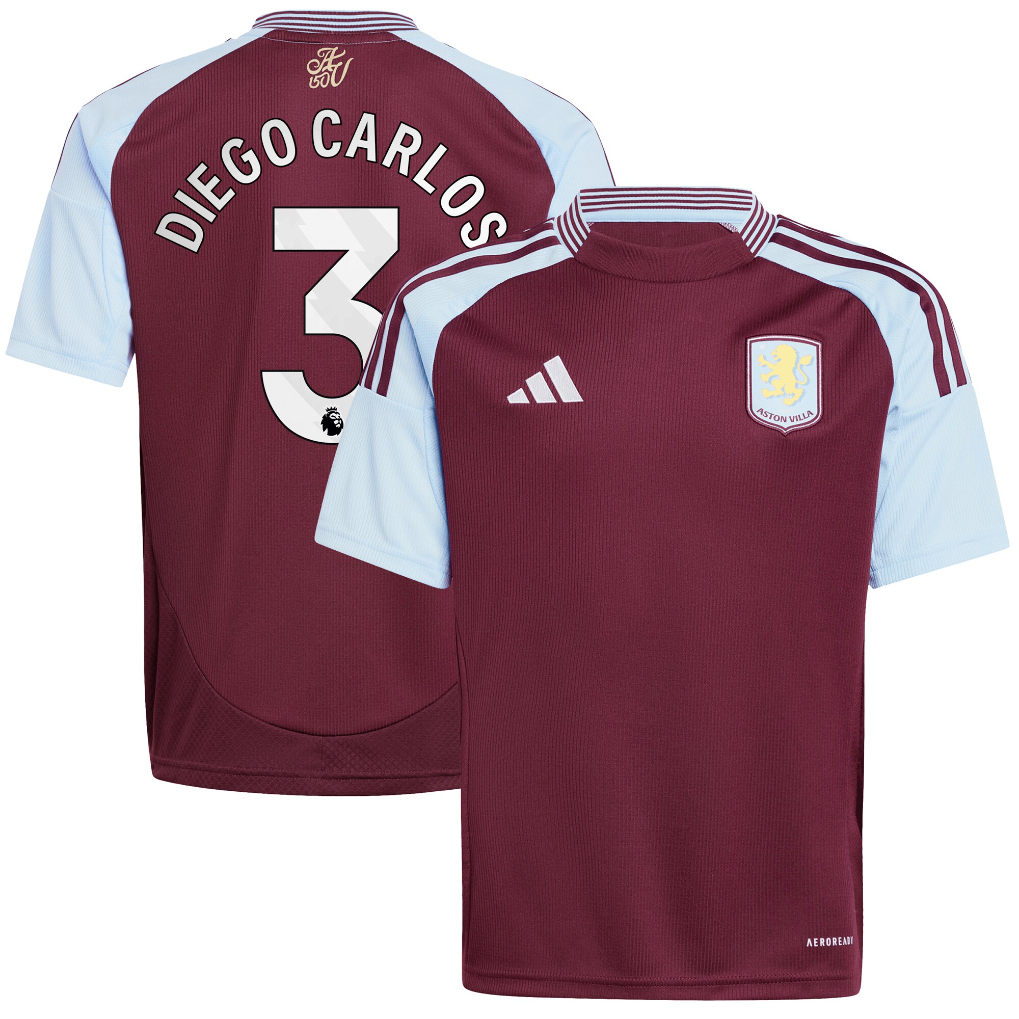 aston villa adidas home shirt 2024-25 – kids with diego carlos 3 printing Collection - Aston Villa Fan Shop Official Gear