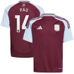 aston villa adidas home shirt 2024-25 – kids with pau 14 printing Collection - Aston Villa Fan Shop Official Gear