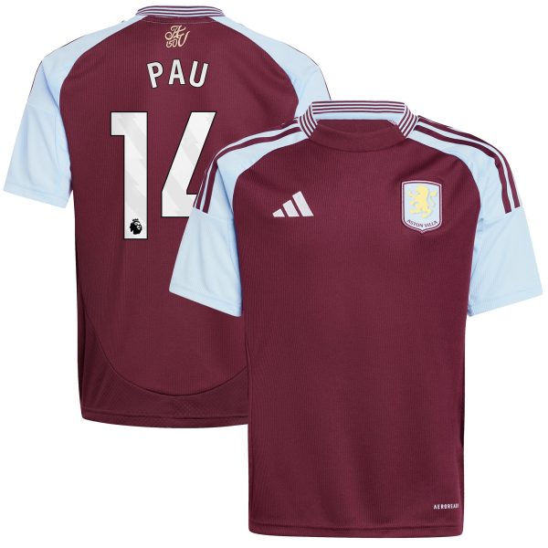 aston villa adidas home shirt 2024-25 – kids with pau 14 printing Collection - Aston Villa Fan Shop Official Gear
