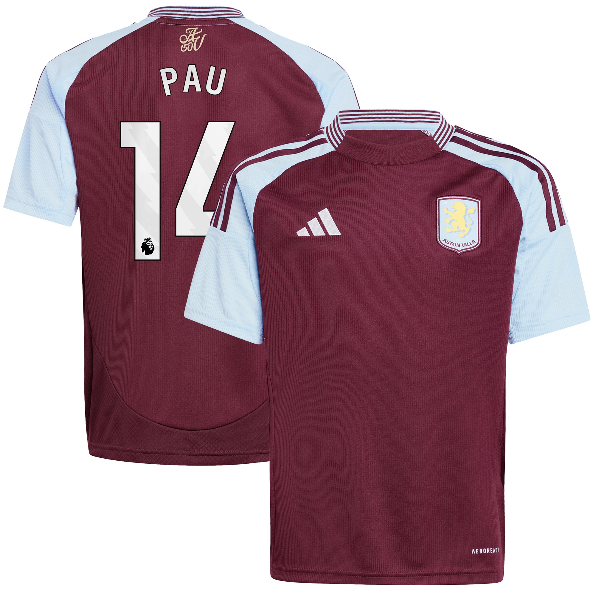 aston villa adidas home shirt 2024-25 – kids with pau 14 printing Collection - Aston Villa Fan Shop Official Gear