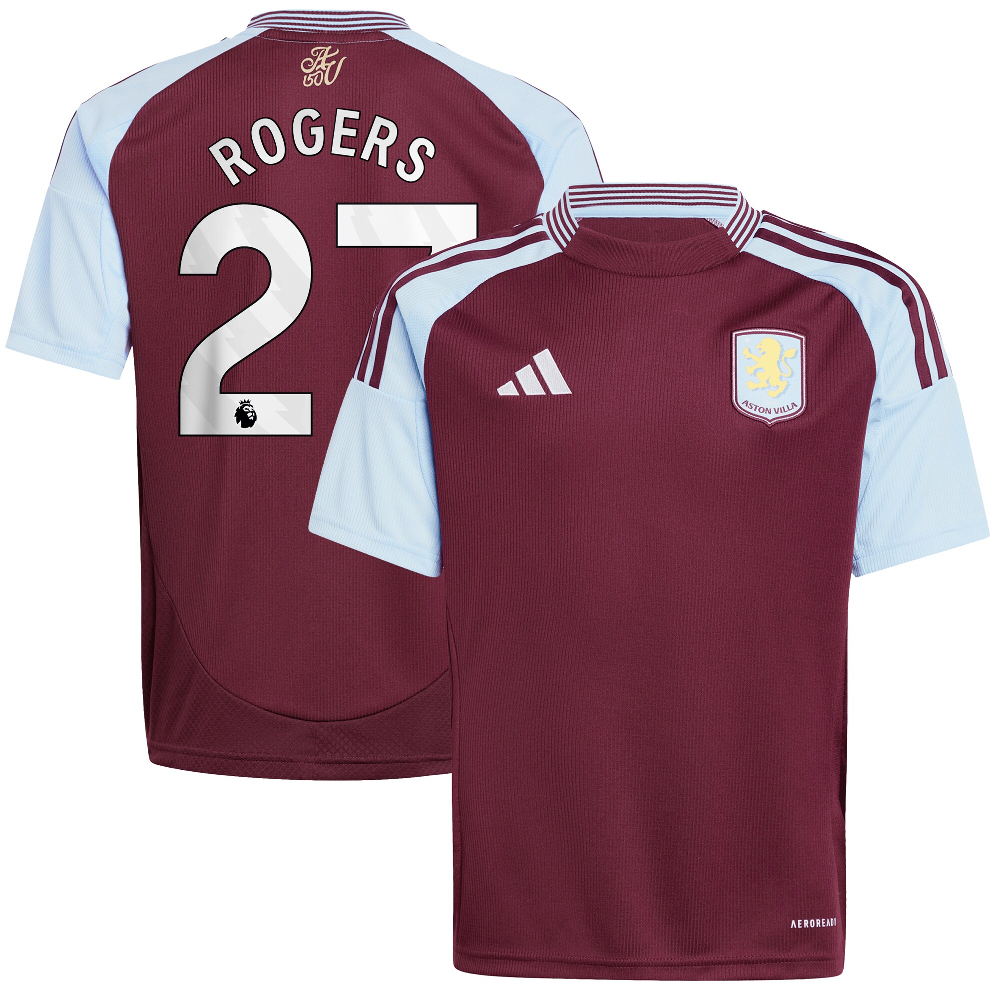 aston villa adidas home shirt 2024-25 – kids with rogers 27 printing Collection - Aston Villa Fan Shop Official Gear
