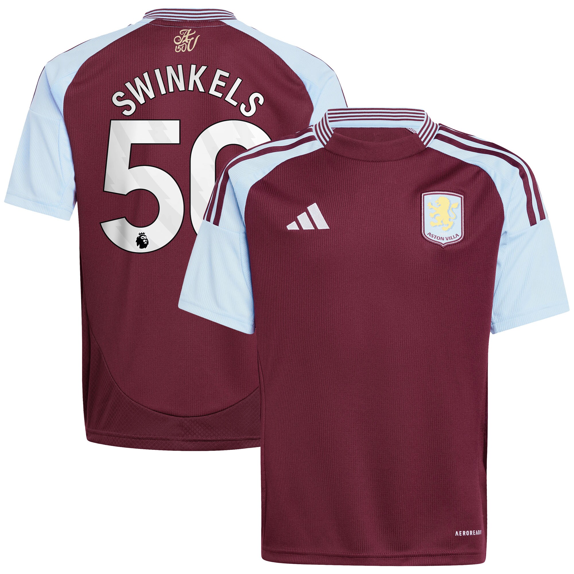 aston villa adidas home shirt 2024-25 – kids with swinkels 50 printing Collection - Aston Villa Fan Shop Official Gear