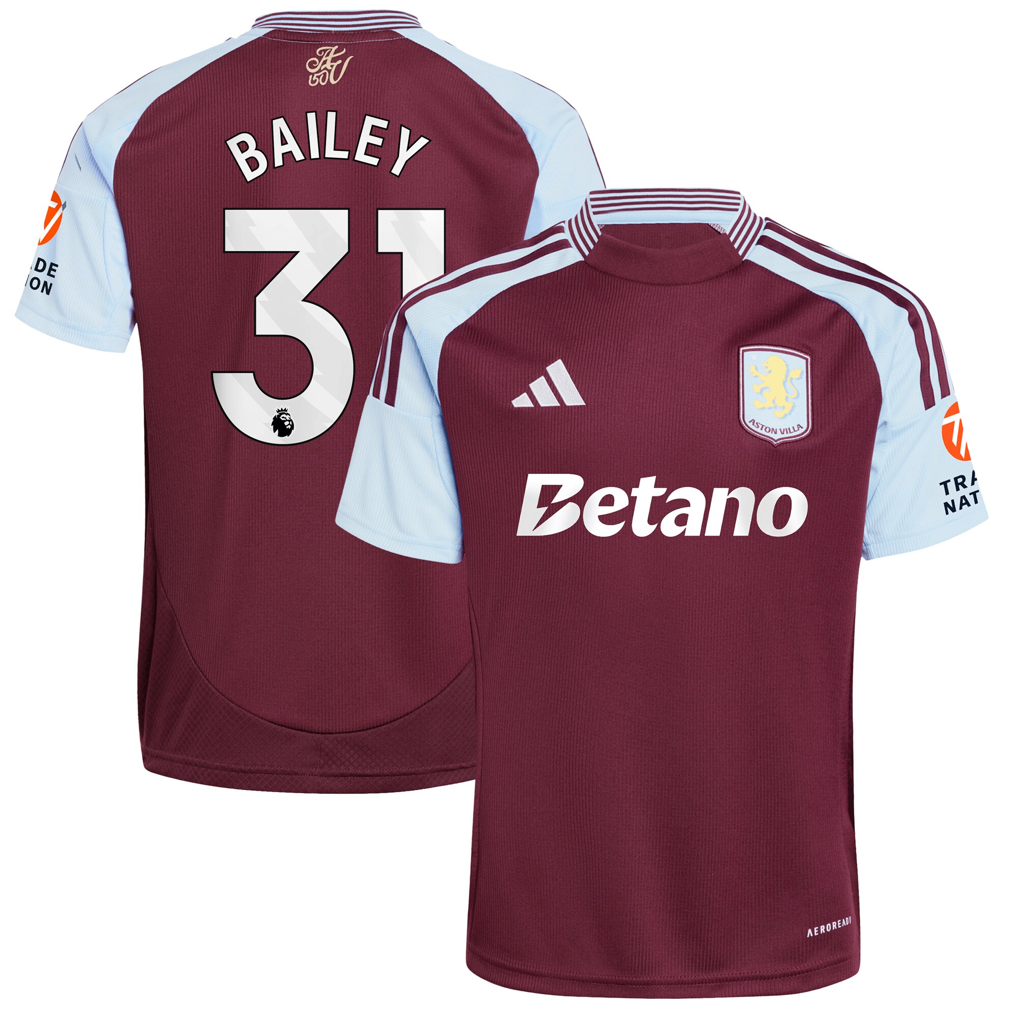 aston villa adidas home shirt 2024-25 with bailey 31 printing Collection - Aston Villa Fan Shop Official Gear