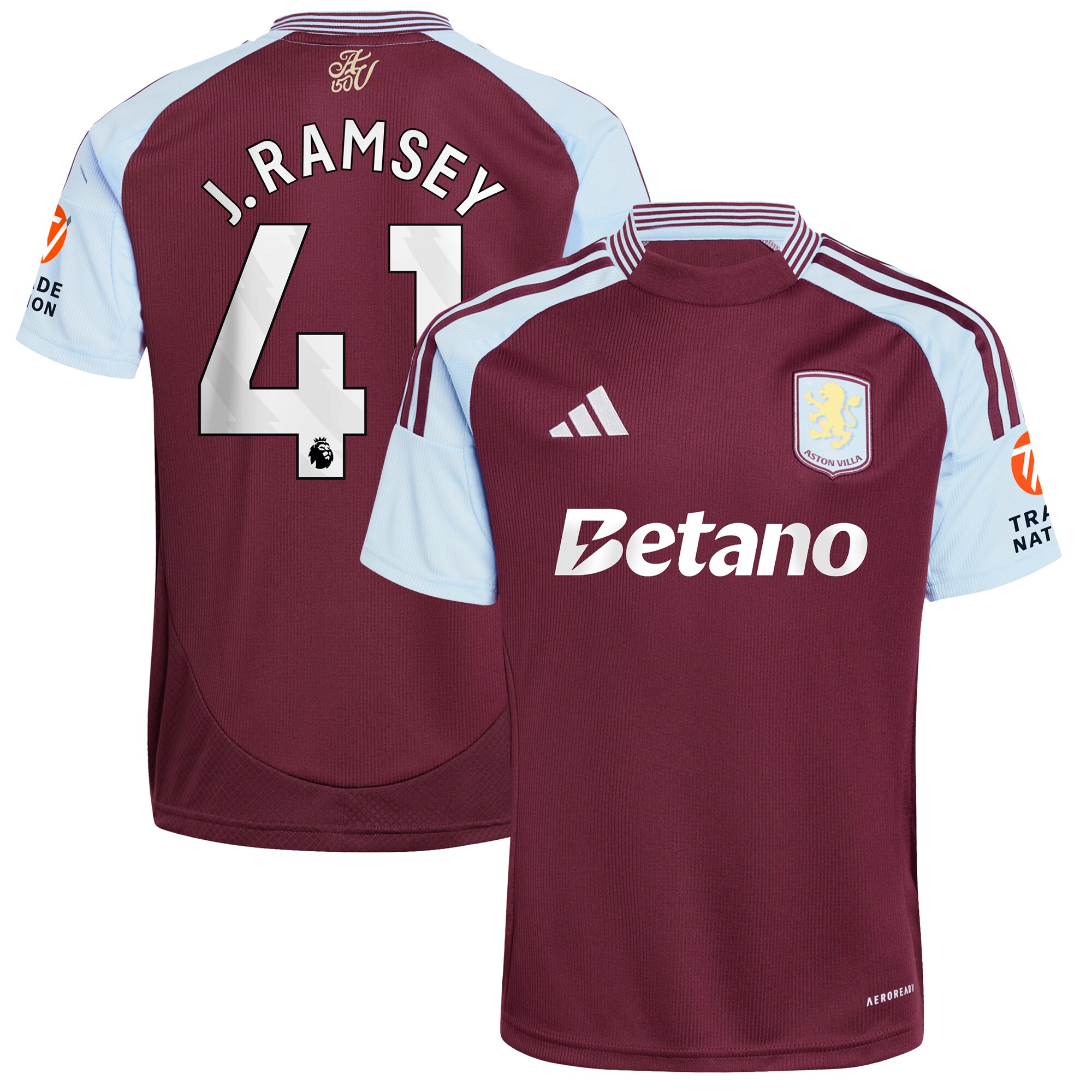 aston villa adidas home shirt 2024-25 with j. ramsey 41 printing Collection - Aston Villa Fan Shop Official Gear