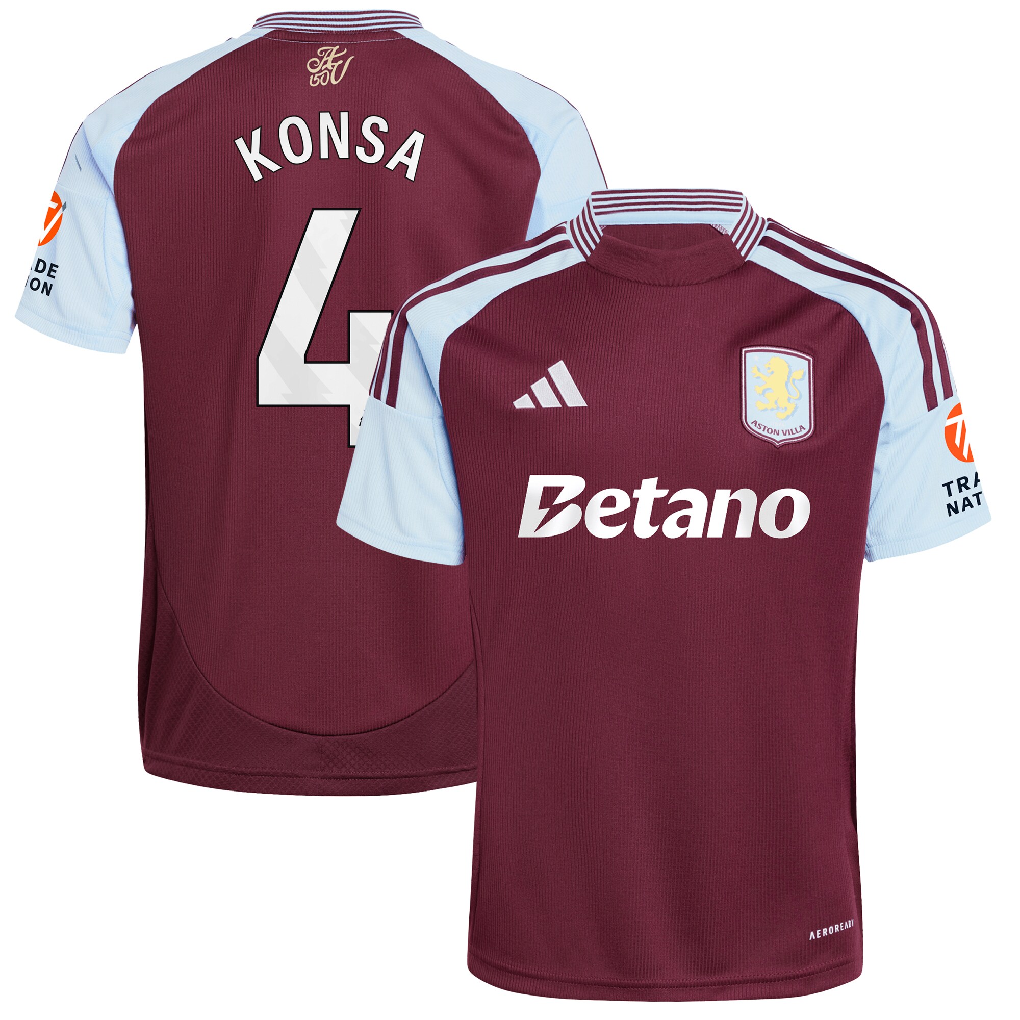 aston villa adidas home shirt 2024-25 with konsa 4 printing Collection - Aston Villa Fan Shop Official Gear