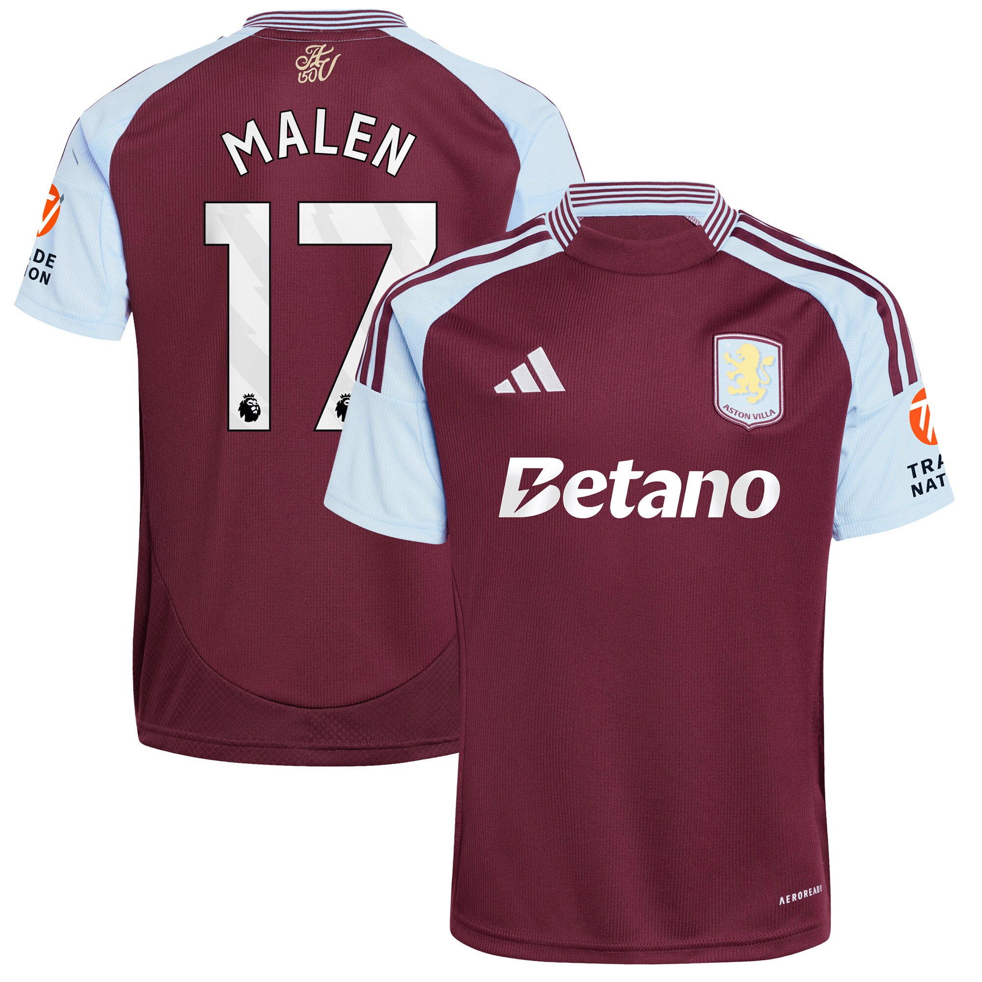 aston villa adidas home shirt 2024-25 with malen 17 printing Collection - Aston Villa Fan Shop Official Gear
