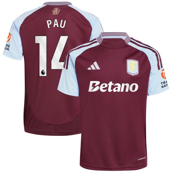 aston villa adidas home shirt 2024-25 with pau 14 printing Collection - Aston Villa Fan Shop Official Gear