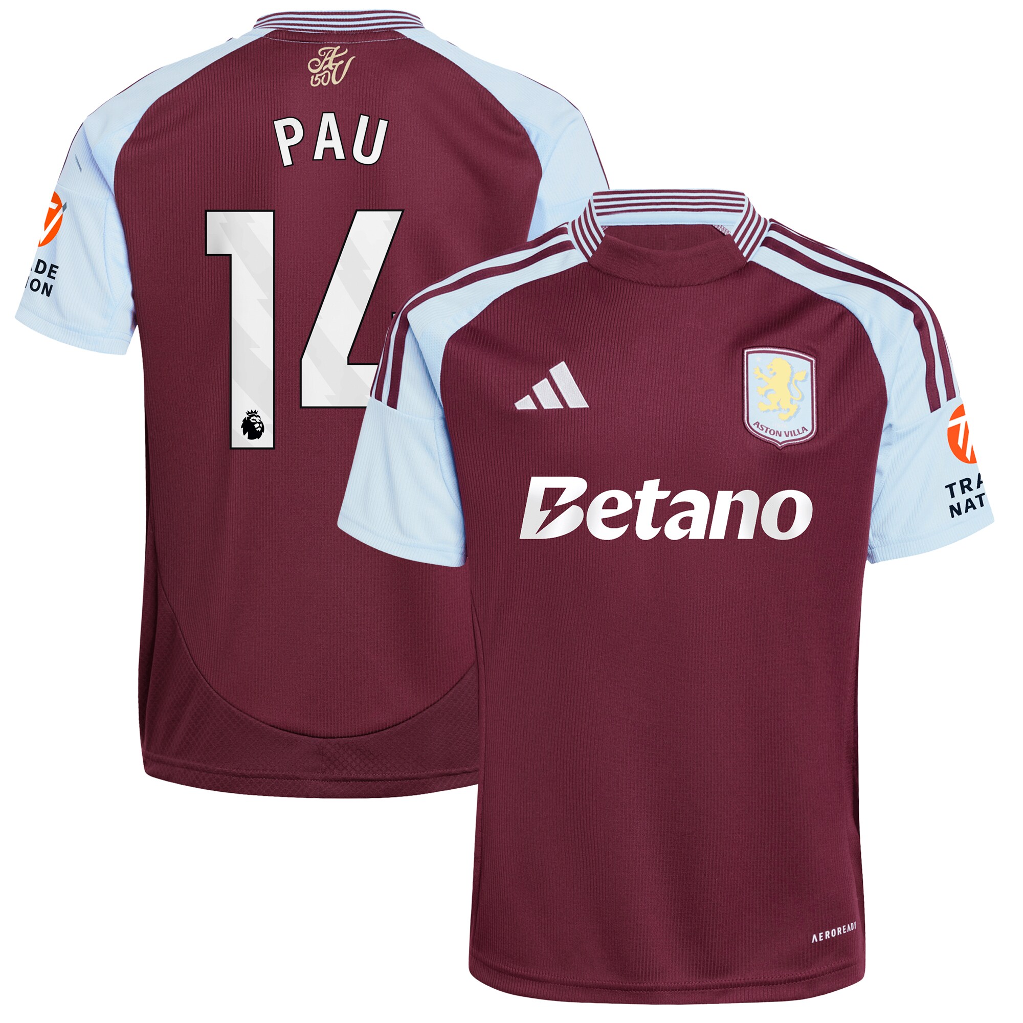 aston villa adidas home shirt 2024-25 with pau 14 printing Collection - Aston Villa Fan Shop Official Gear