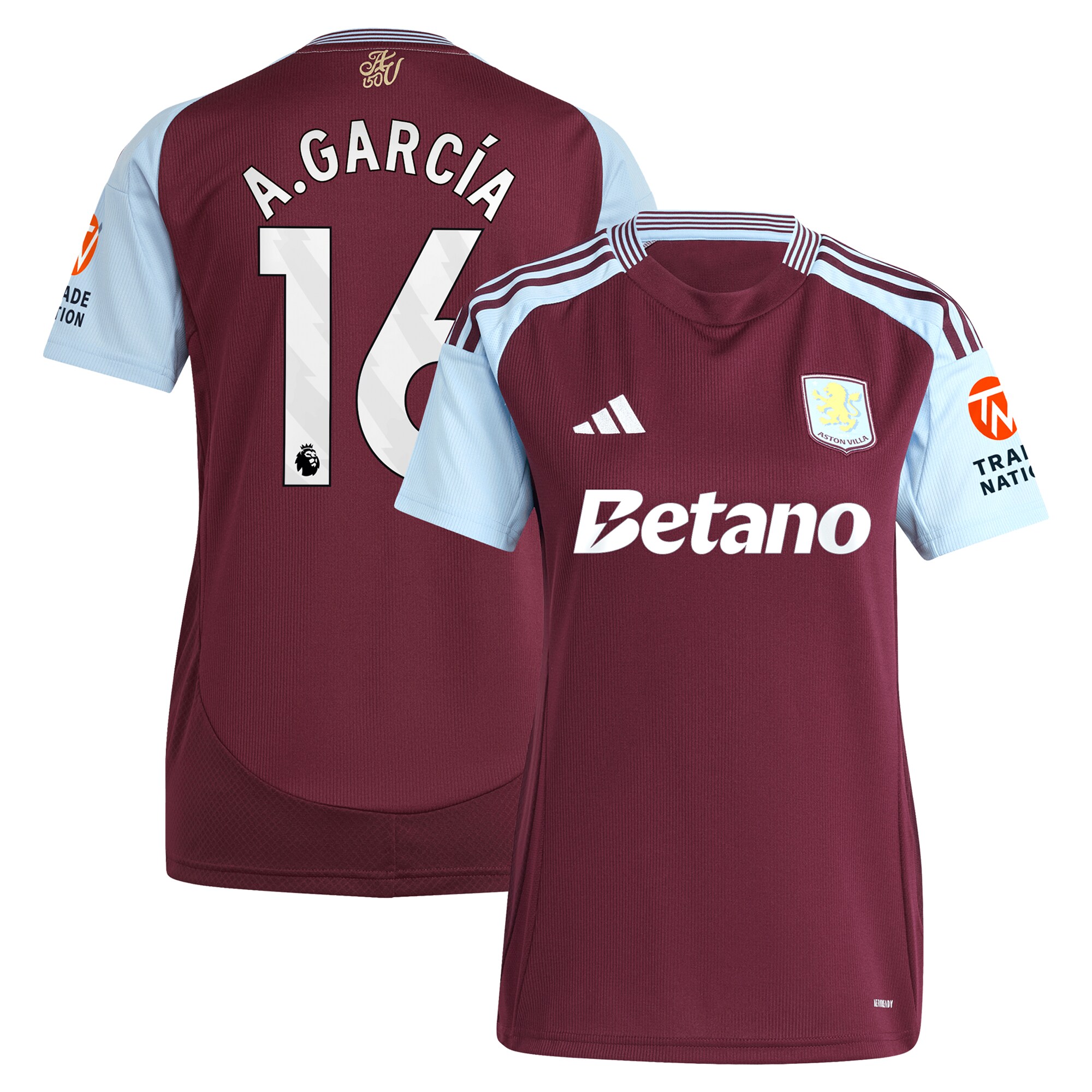 aston villa adidas home shirt 2024-25 – womens with a.garcía 16 printing Collection - Aston Villa Fan Shop Official Gear