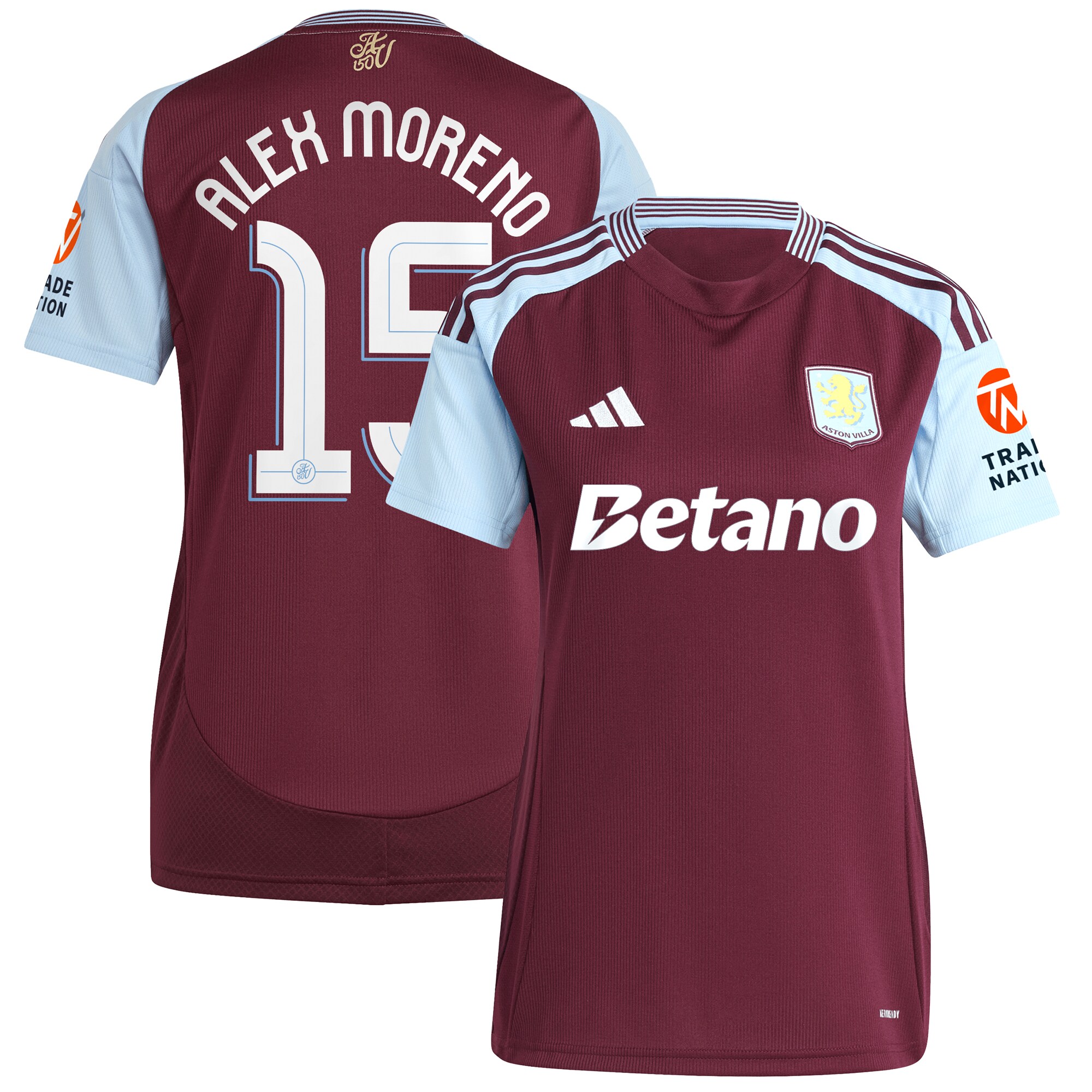 aston villa adidas home shirt 2024-25 – womens with alex moreno 15 cup printing Collection - Aston Villa Fan Shop Official Gear