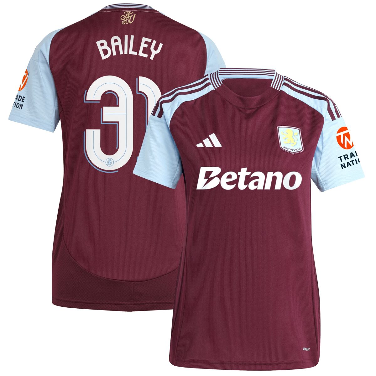 aston villa adidas home shirt 2024-25 – womens with bailey 31 cup printing Collection - Aston Villa Fan Shop Official Gear