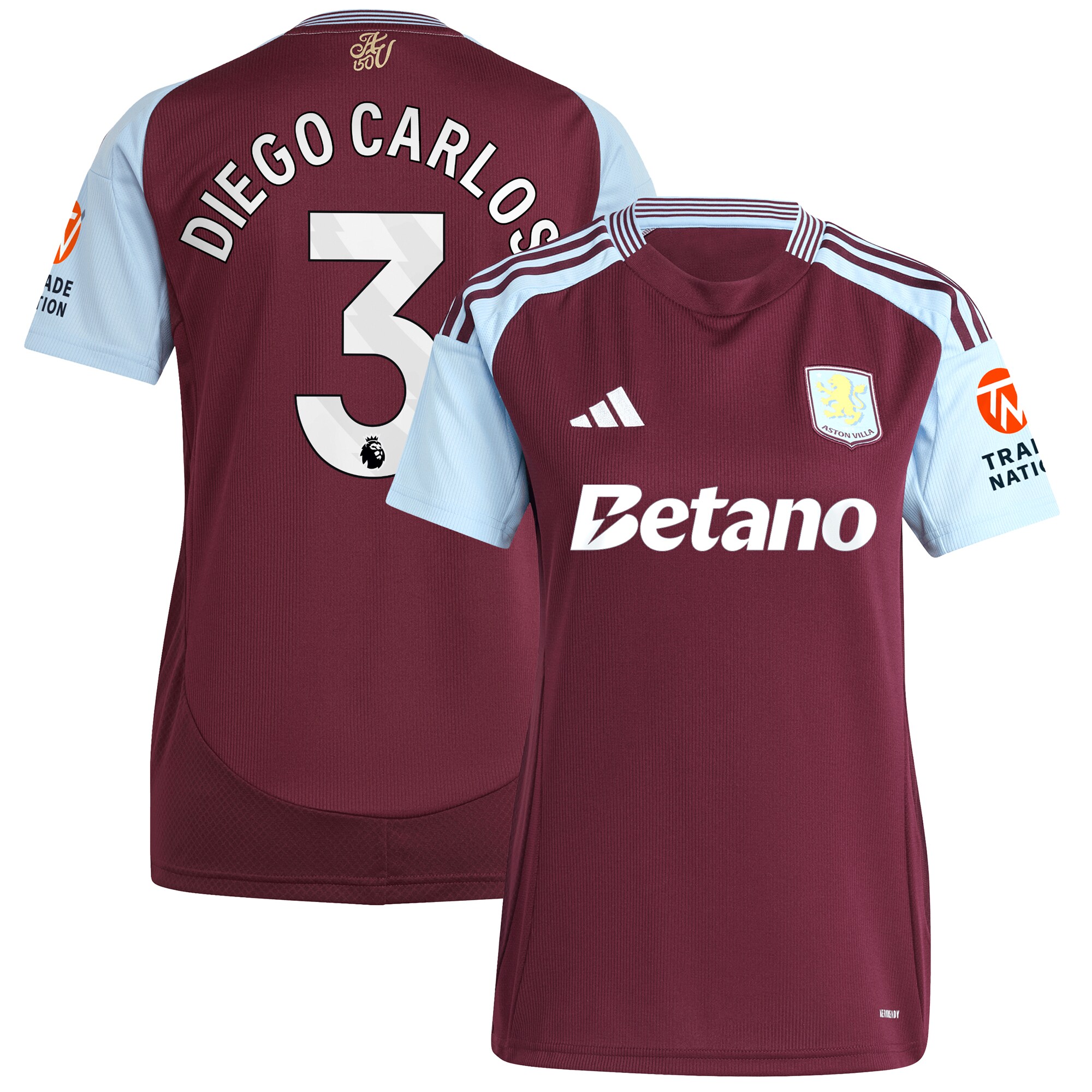 aston villa adidas home shirt 2024-25 – womens with diego carlos 3 printing Collection - Aston Villa Fan Shop Official Gear