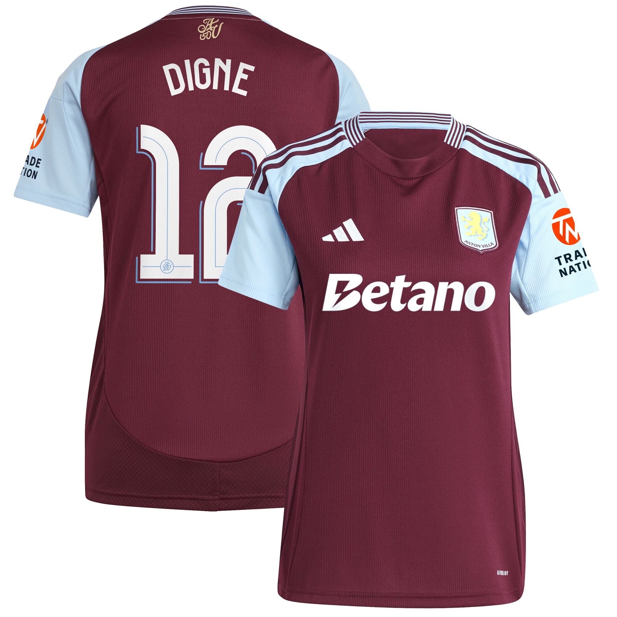 aston villa adidas home shirt 2024-25 – womens with digne 12 cup printing Collection - Aston Villa Fan Shop Official Gear