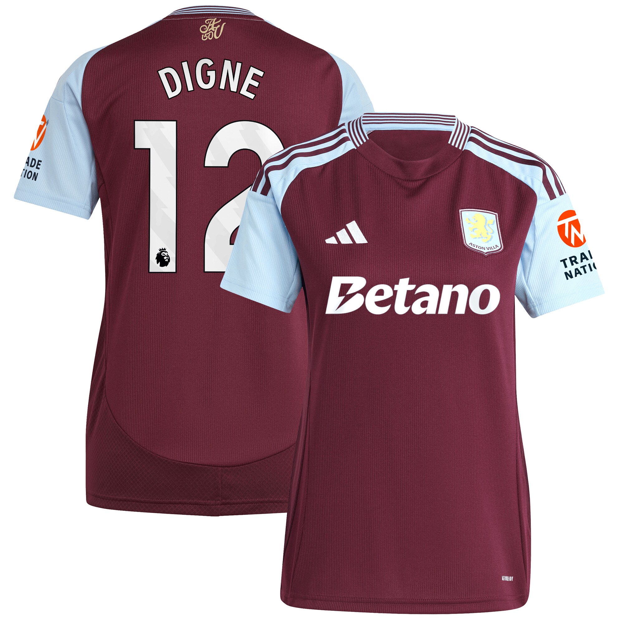 aston villa adidas home shirt 2024-25 – womens with digne 12 printing Collection - Aston Villa Fan Shop Official Gear