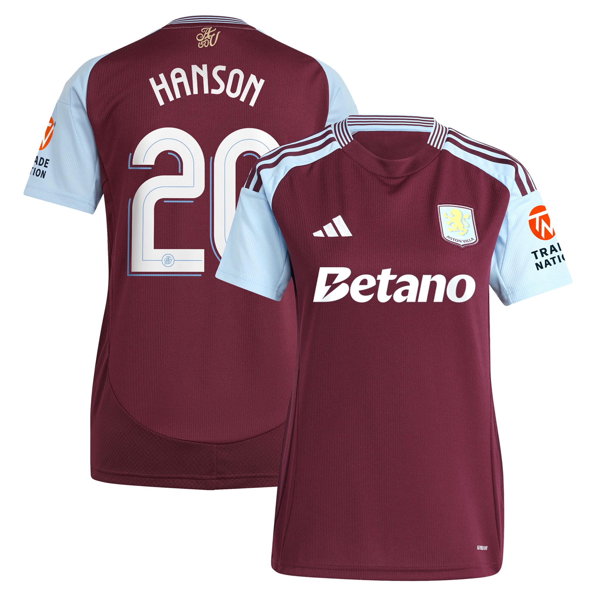 aston villa adidas home shirt 2024-25 – womens with hanson 20 cup printing Collection - Aston Villa Fan Shop Official Gear