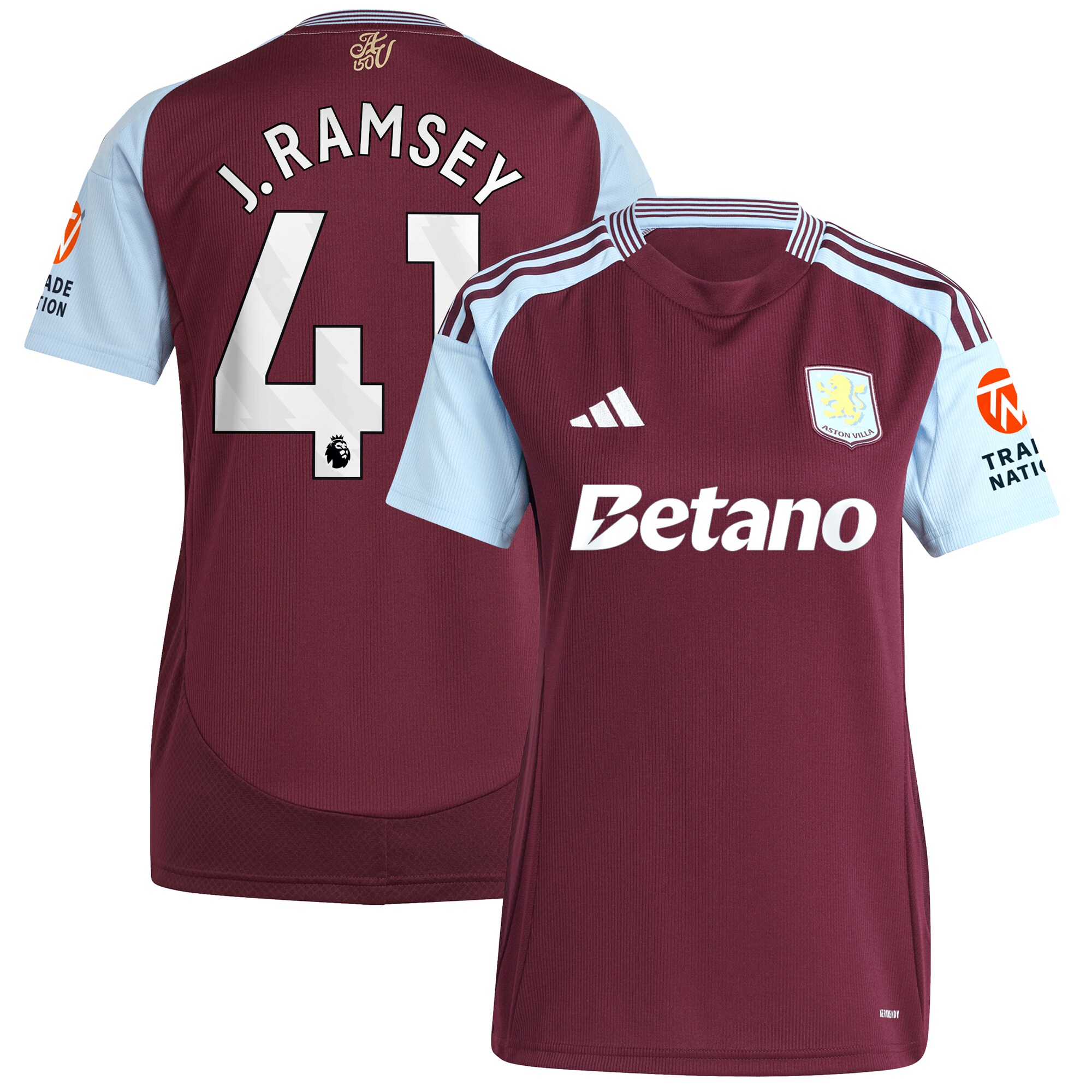 aston villa adidas home shirt 2024-25 – womens with j. ramsey 41 printing Collection - Aston Villa Fan Shop Official Gear