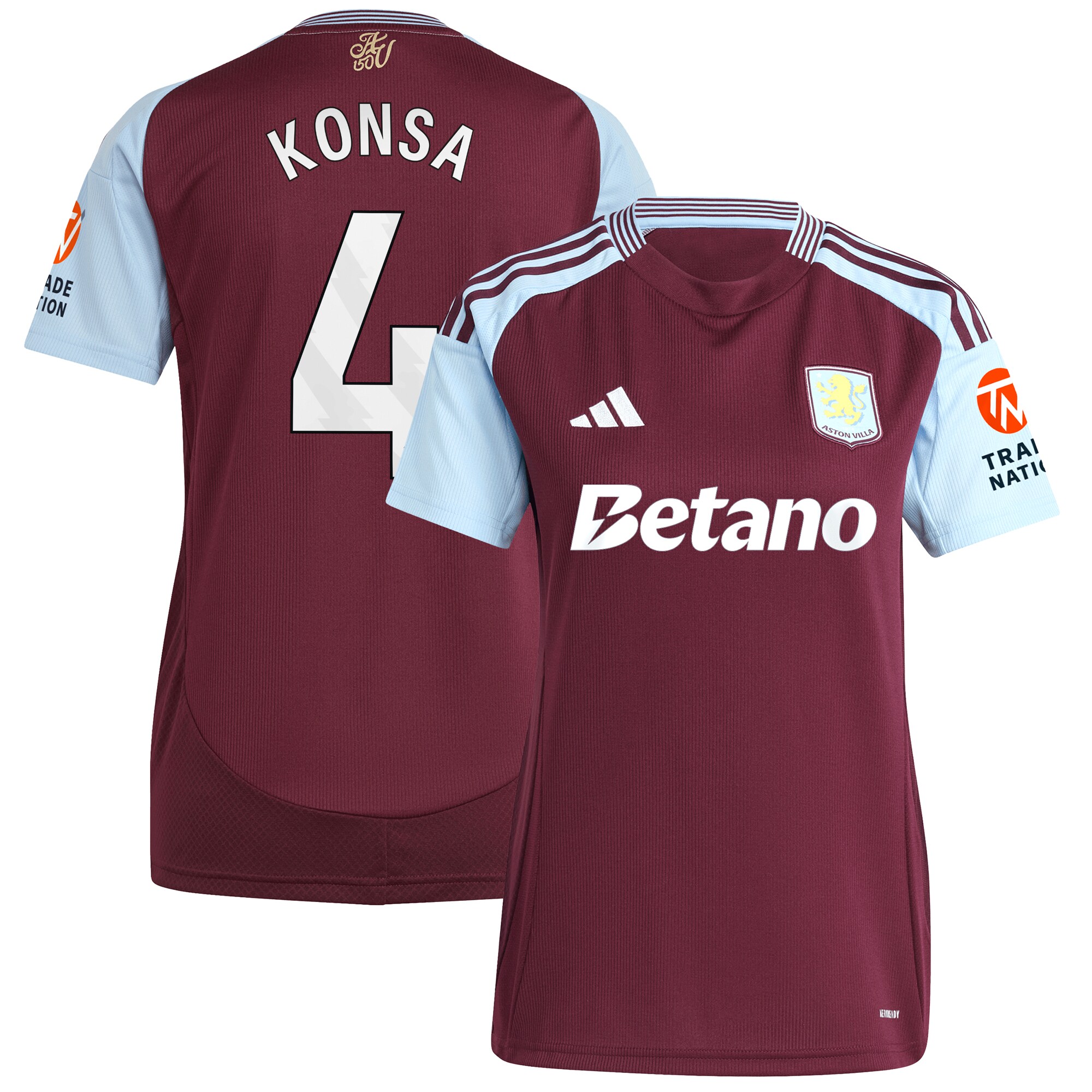 aston villa adidas home shirt 2024-25 – womens with konsa 4 printing Collection - Aston Villa Fan Shop Official Gear