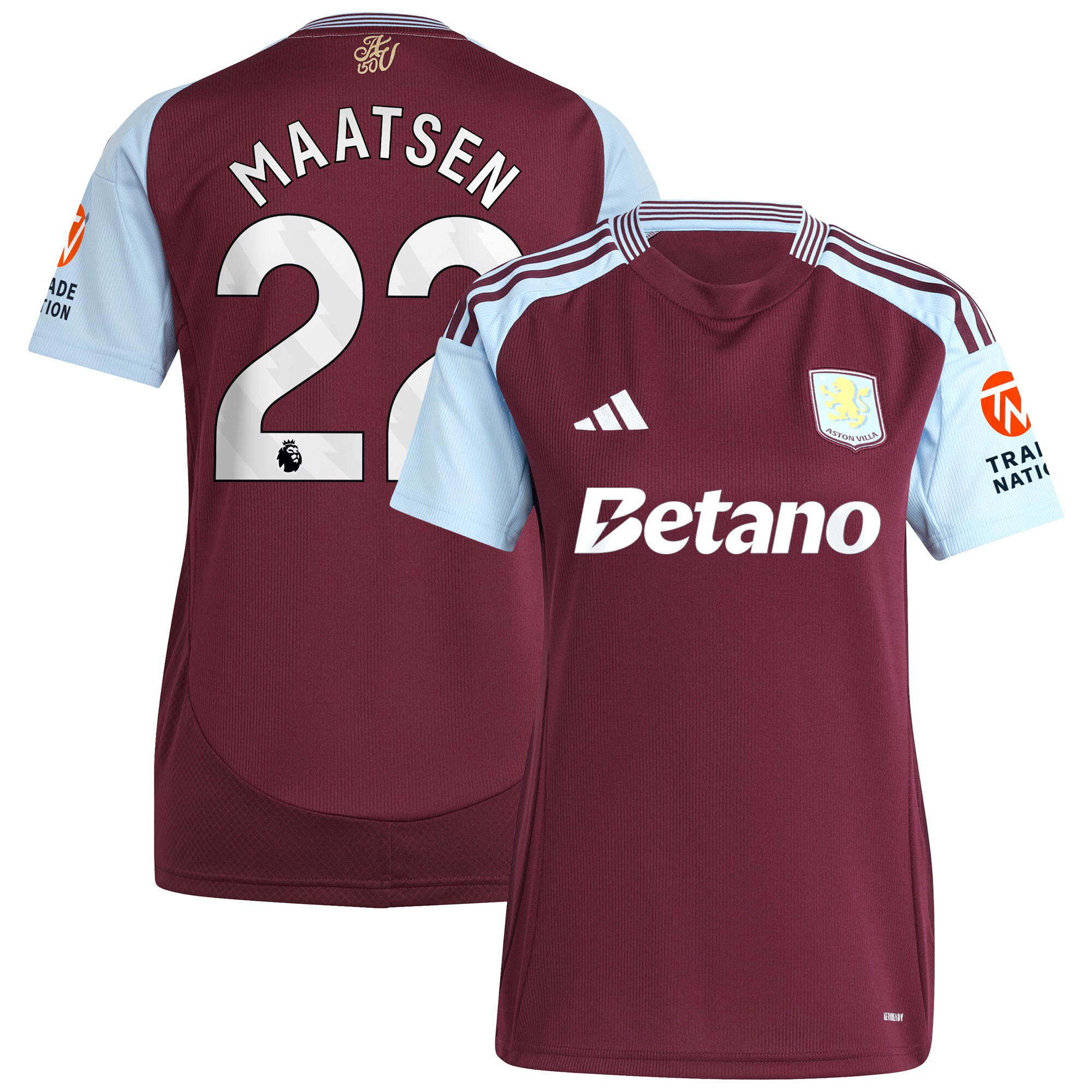 aston villa adidas home shirt 2024-25 – womens with maatsen 22 printing Collection - Aston Villa Fan Shop Official Gear