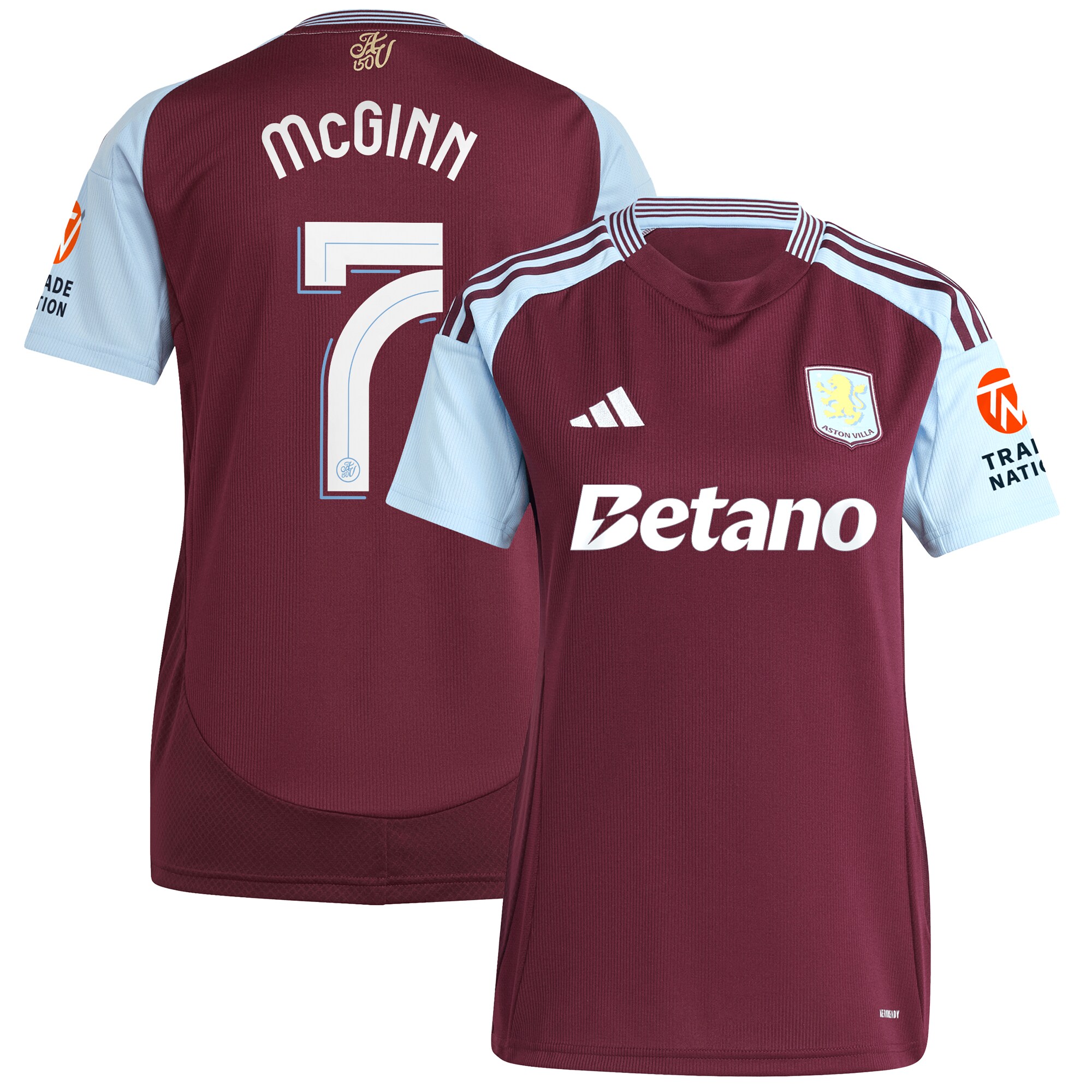 aston villa adidas home shirt 2024-25 – womens with mcginn 7 cup printing Collection - Aston Villa Fan Shop Official Gear
