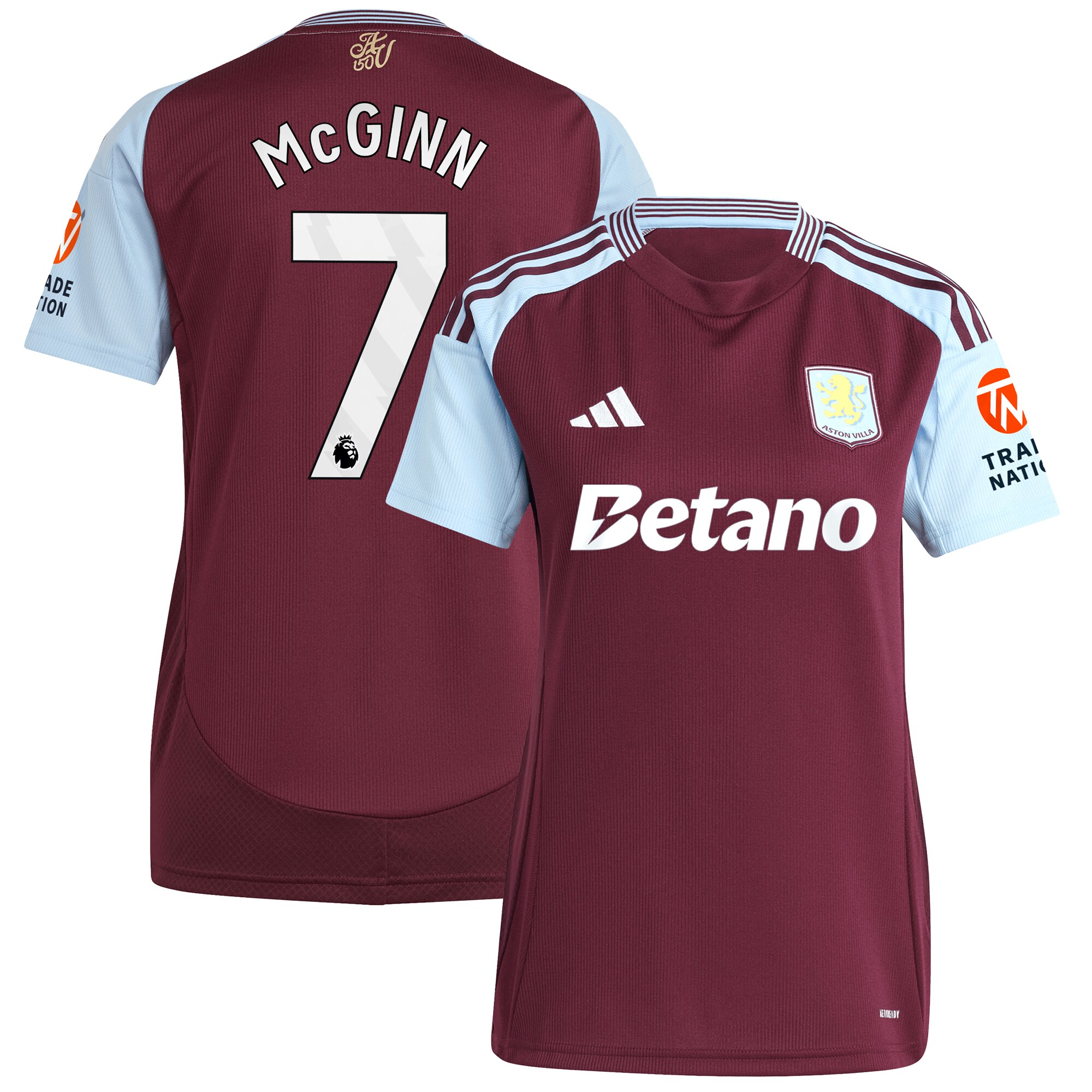 aston villa adidas home shirt 2024-25 – womens with mcginn 7 printing Collection - Aston Villa Fan Shop Official Gear