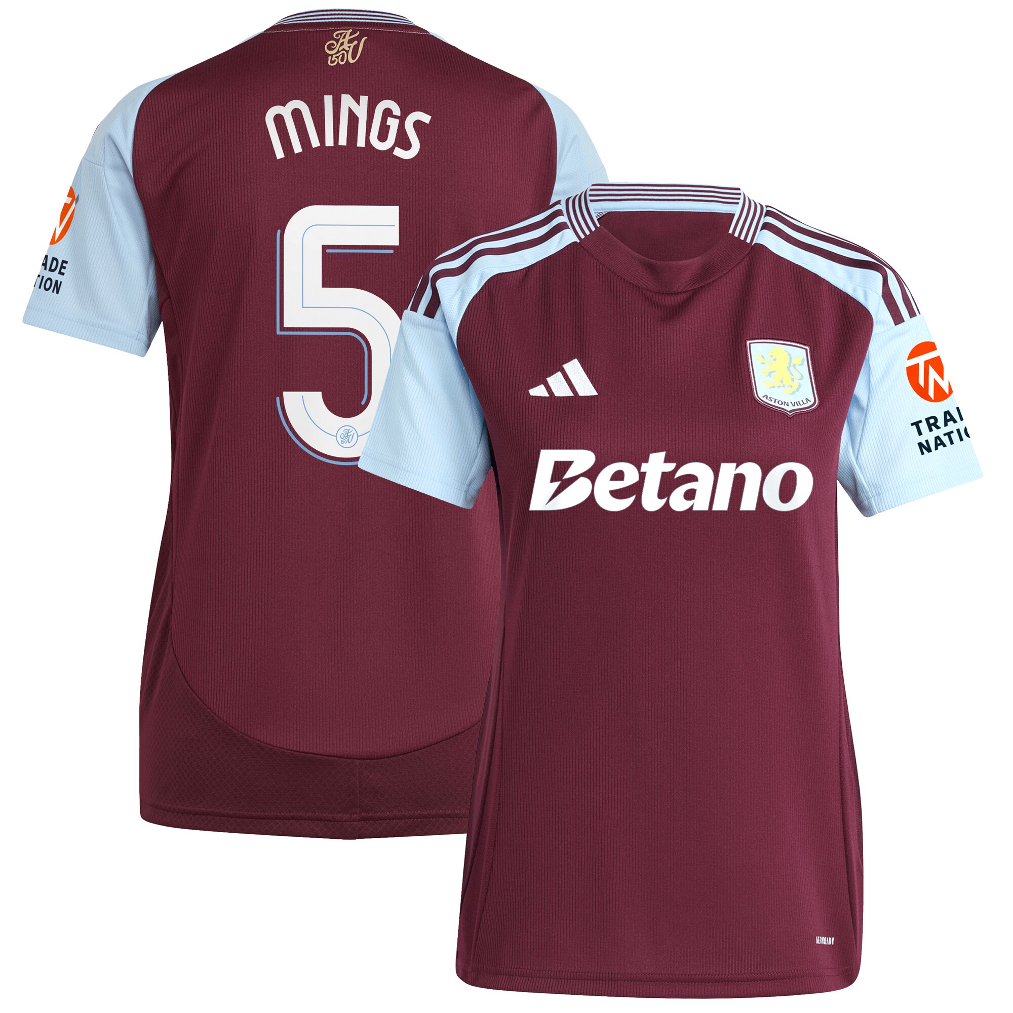 aston villa adidas home shirt 2024-25 – womens with mings 5 cup printing Collection - Aston Villa Fan Shop Official Gear
