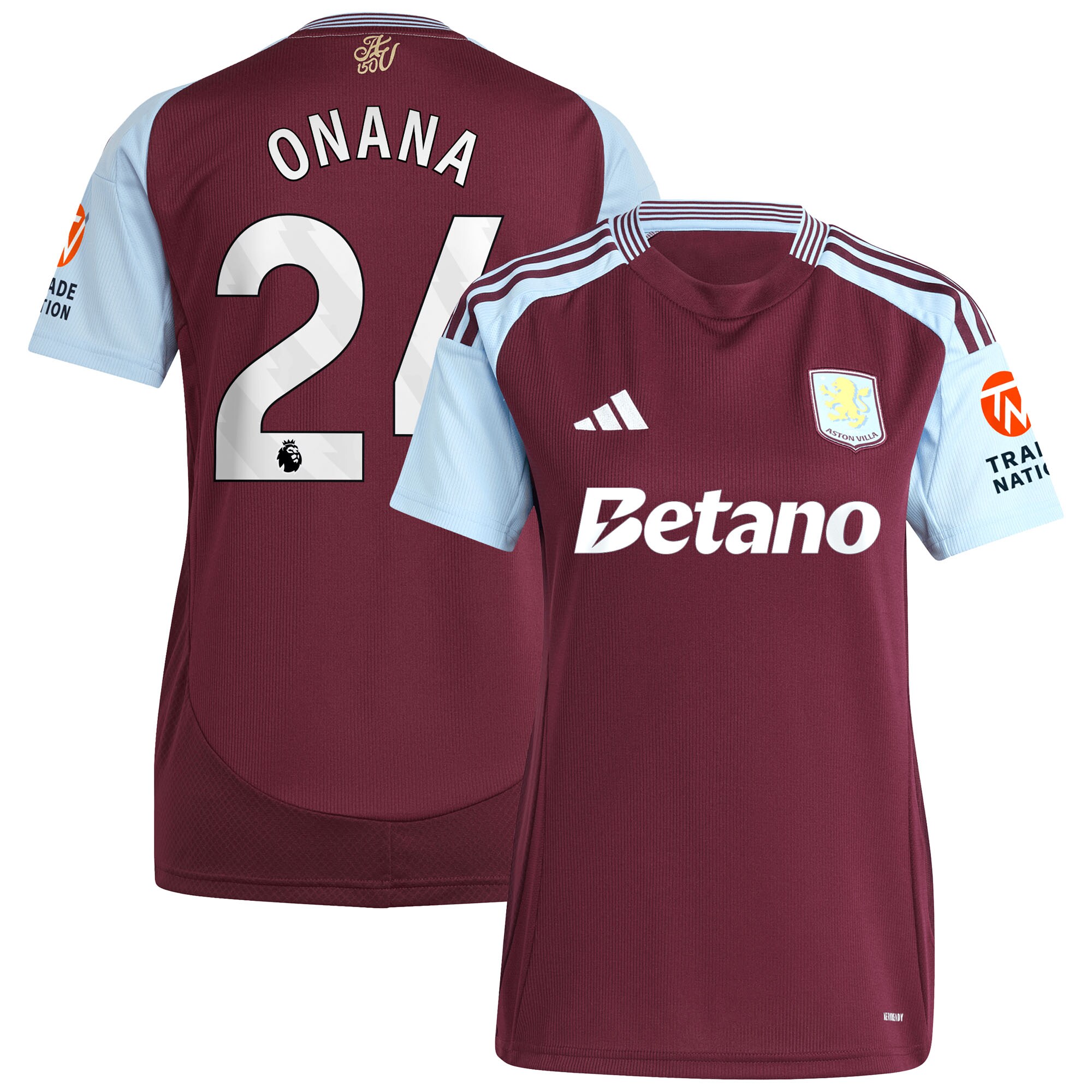 aston villa adidas home shirt 2024-25 – womens with onana 24 printing Collection - Aston Villa Fan Shop Official Gear