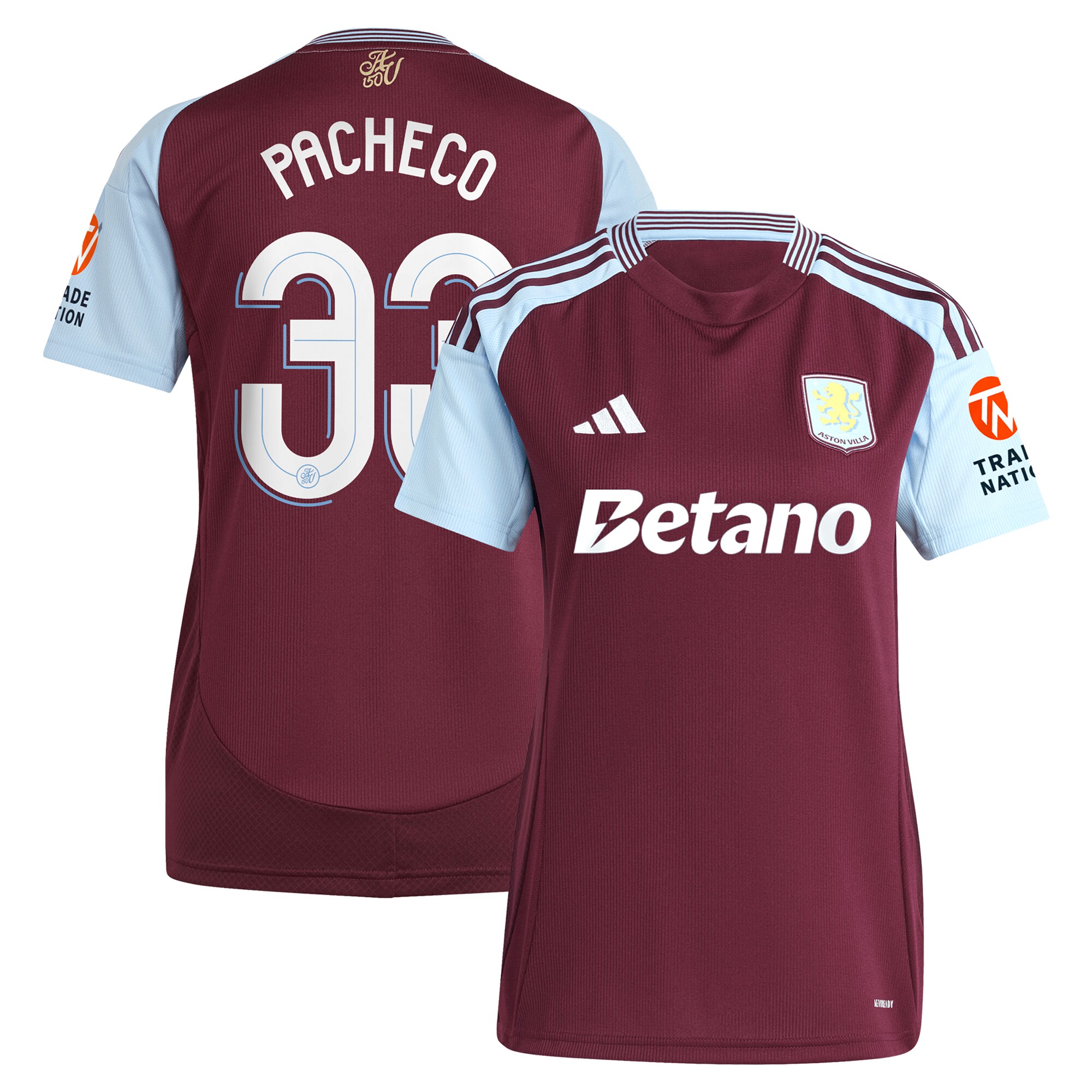 aston villa adidas home shirt 2024-25 – womens with pacheco 33 cup printing Collection - Aston Villa Fan Shop Official Gear