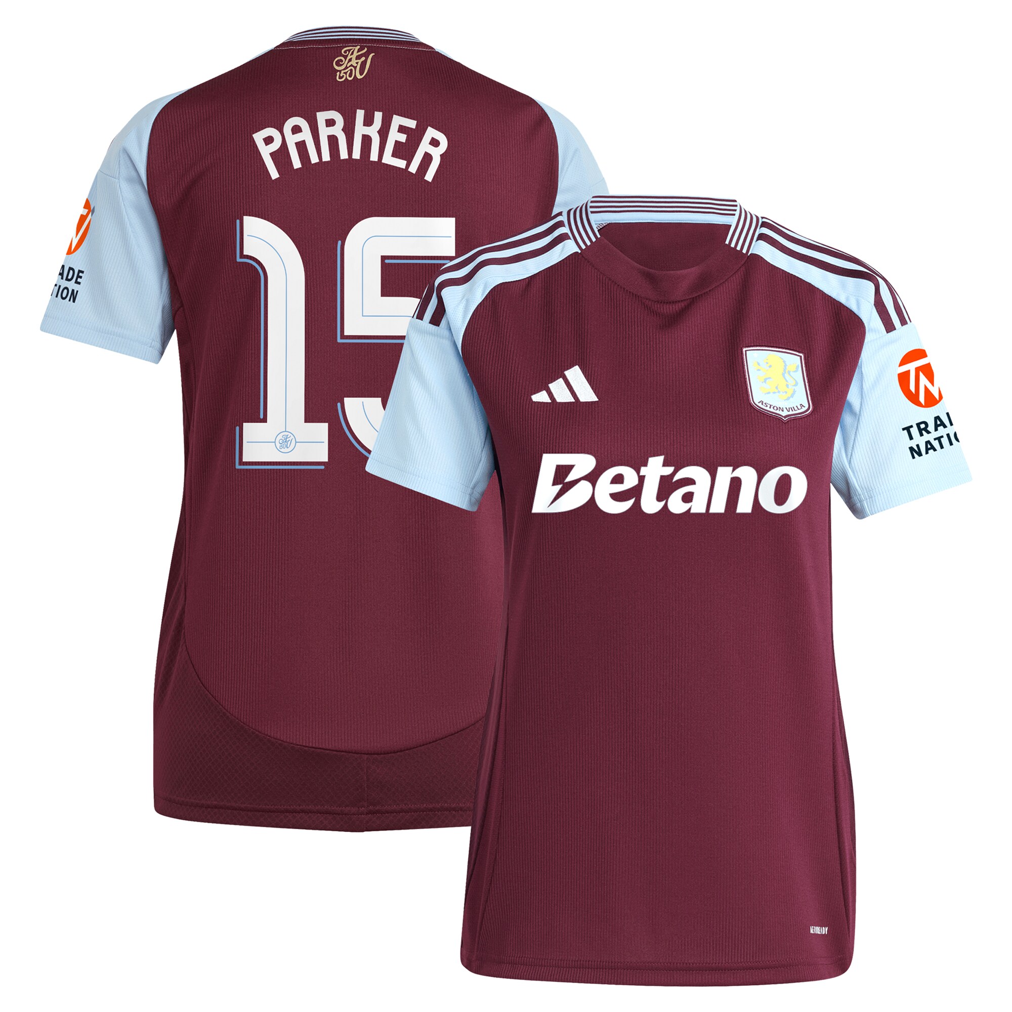 aston villa adidas home shirt 2024-25 – womens with parker 15 cup printing Collection - Aston Villa Fan Shop Official Gear