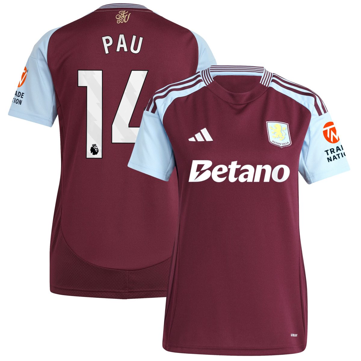 aston villa adidas home shirt 2024-25 – womens with pau 14 printing Collection - Aston Villa Fan Shop Official Gear