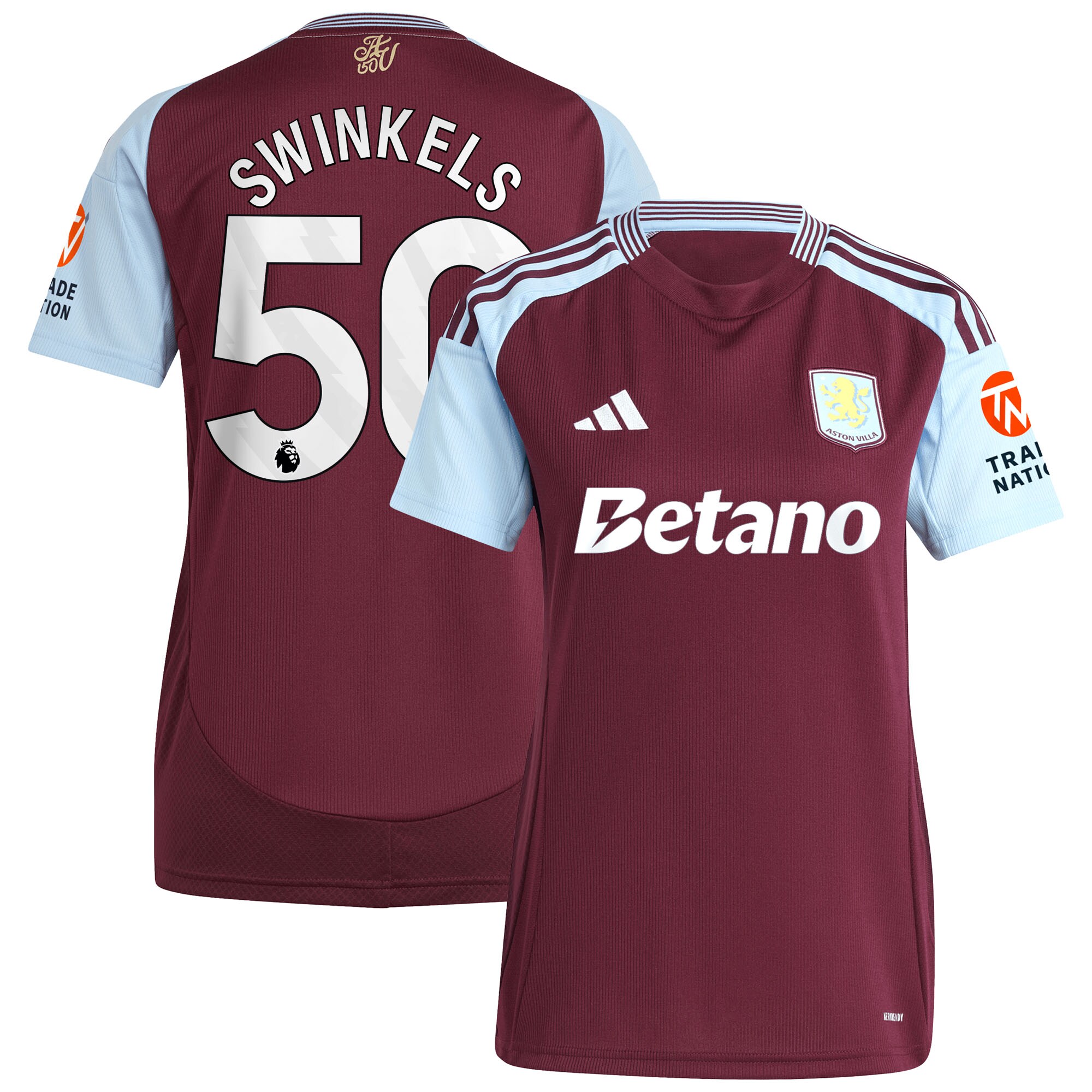 aston villa adidas home shirt 2024-25 – womens with swinkels 50 printing Collection - Aston Villa Fan Shop Official Gear