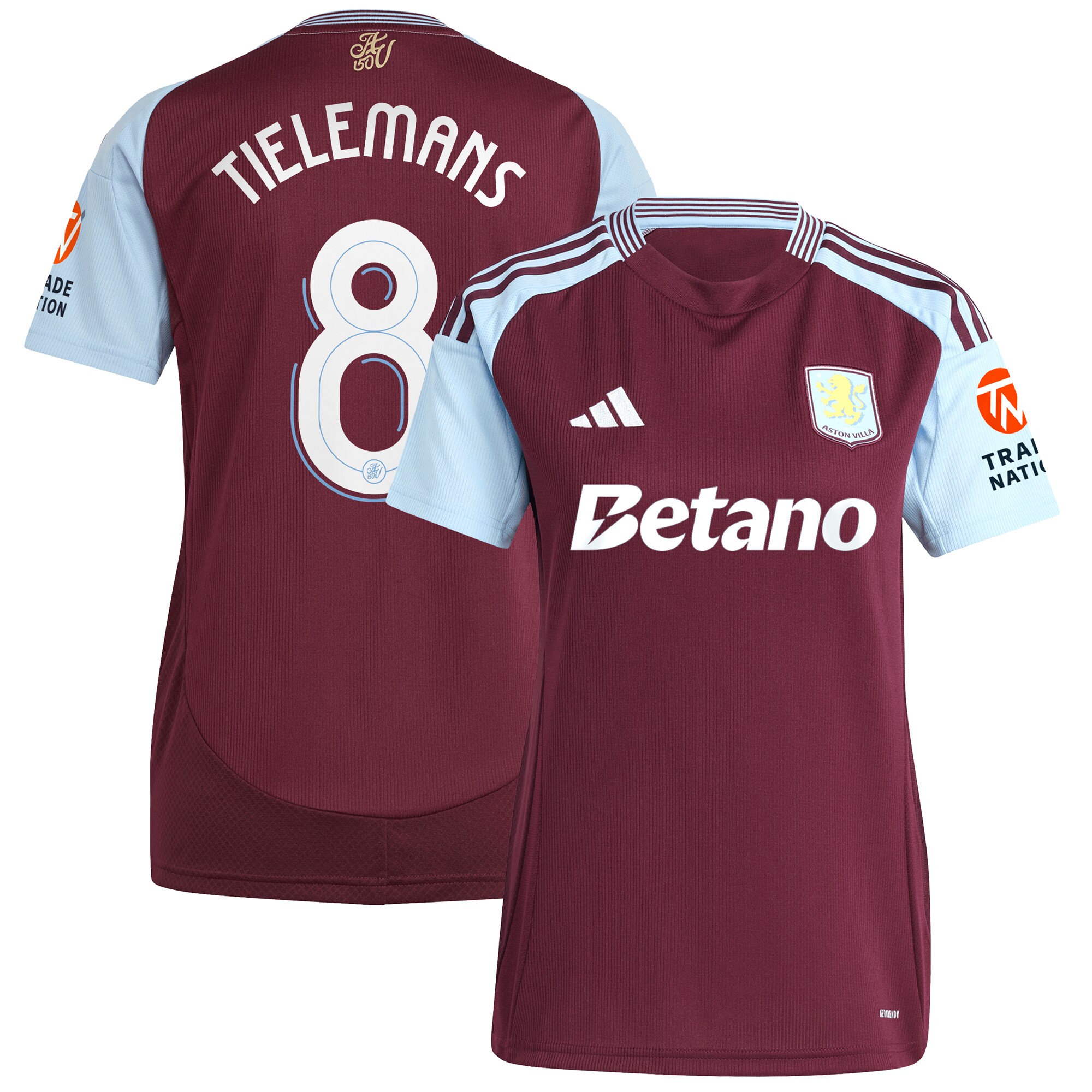 aston villa adidas home shirt 2024-25 – womens with tielemans 8 cup printing Collection - Aston Villa Fan Shop Official Gear